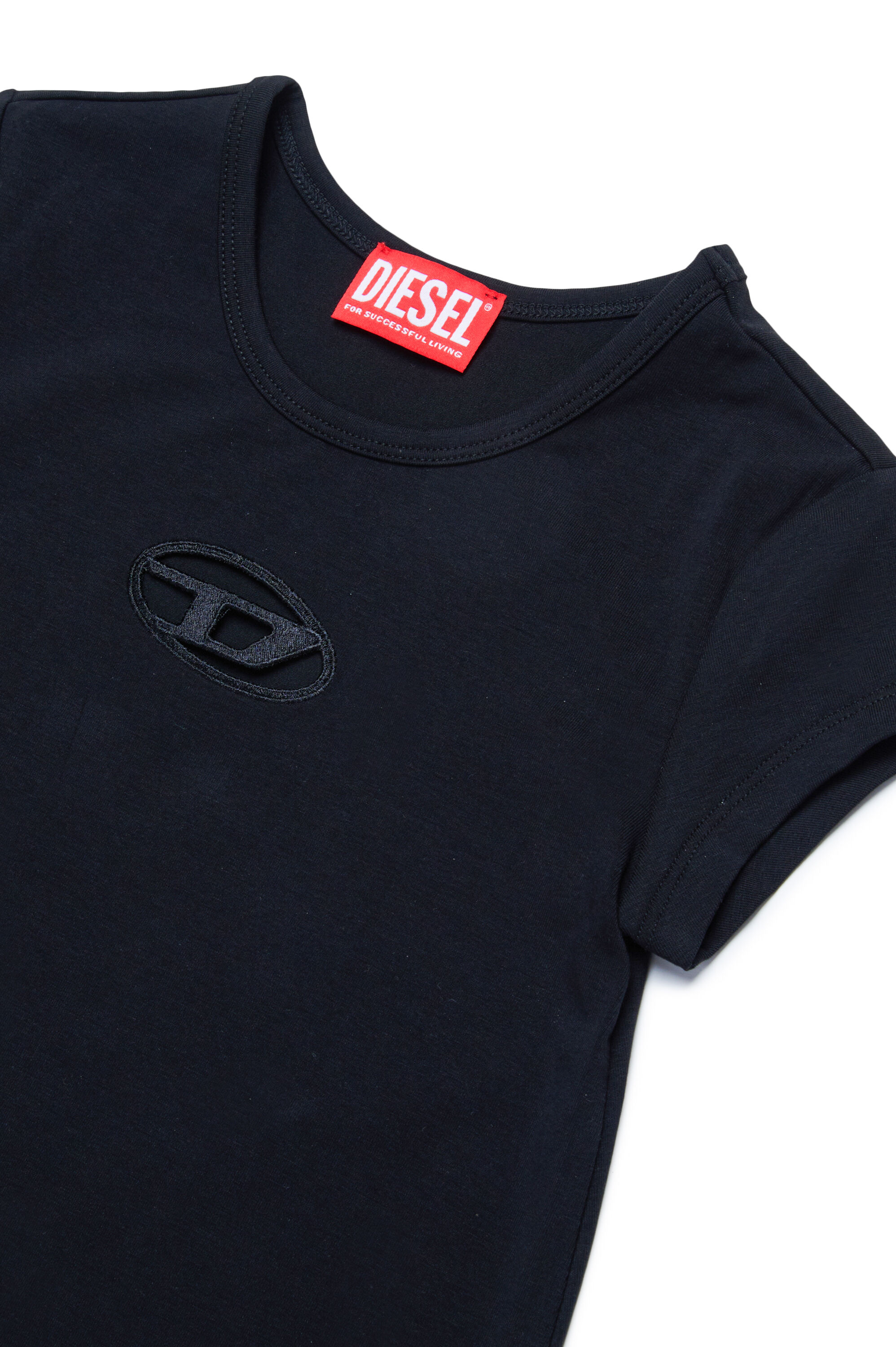 Diesel - DANGIELAM, Abito a T-shirt con cut-out e logo Oval D Donna in Nero - 3