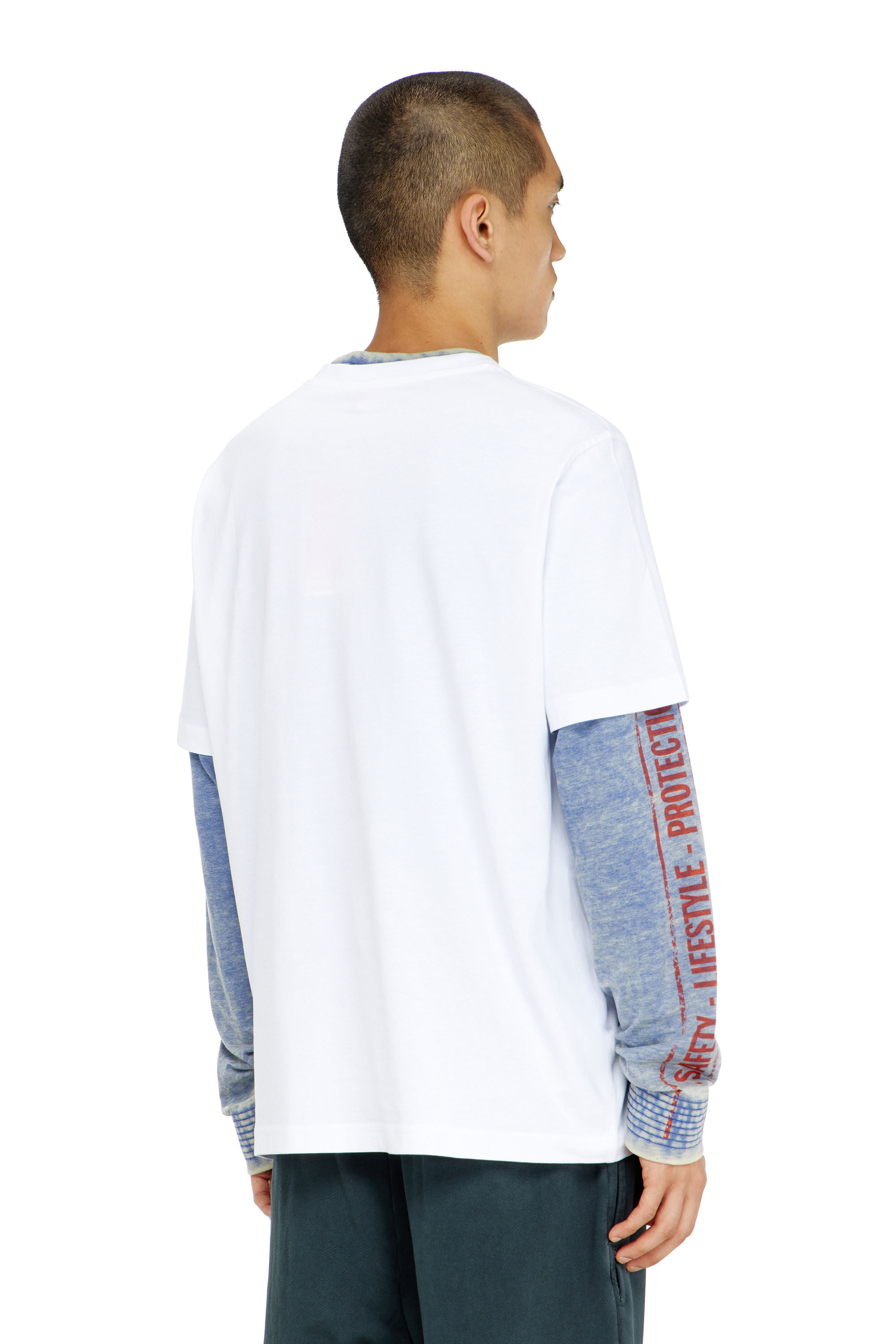 Diesel - T-ADJUST-AA8, T-shirt in cotone con motivo logo sul petto Uomo in Bianco - 4