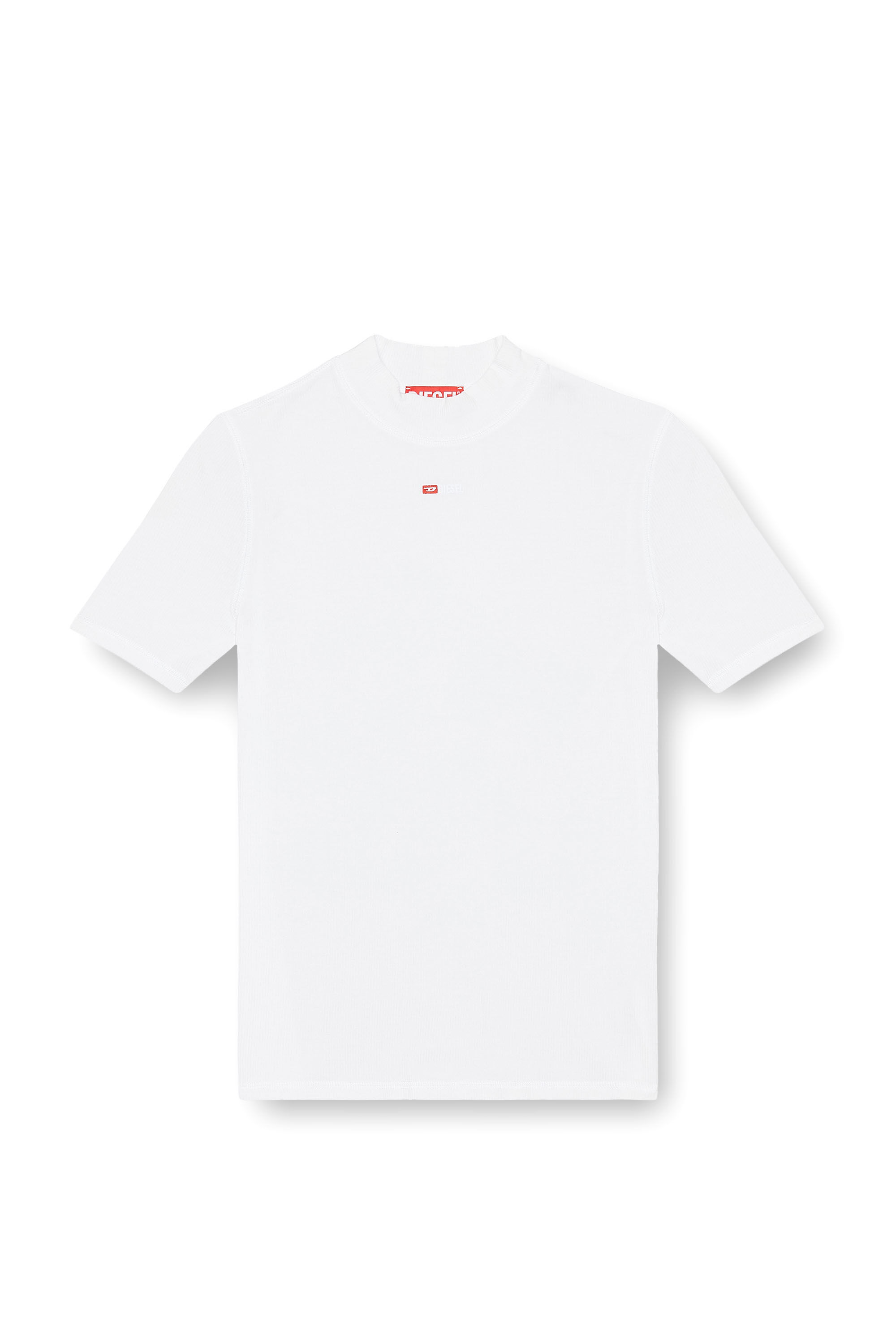 Diesel - T-MOKKY-MICRODIV, T-shirt a coste con collo a lupetto Donna in Bianco - 2