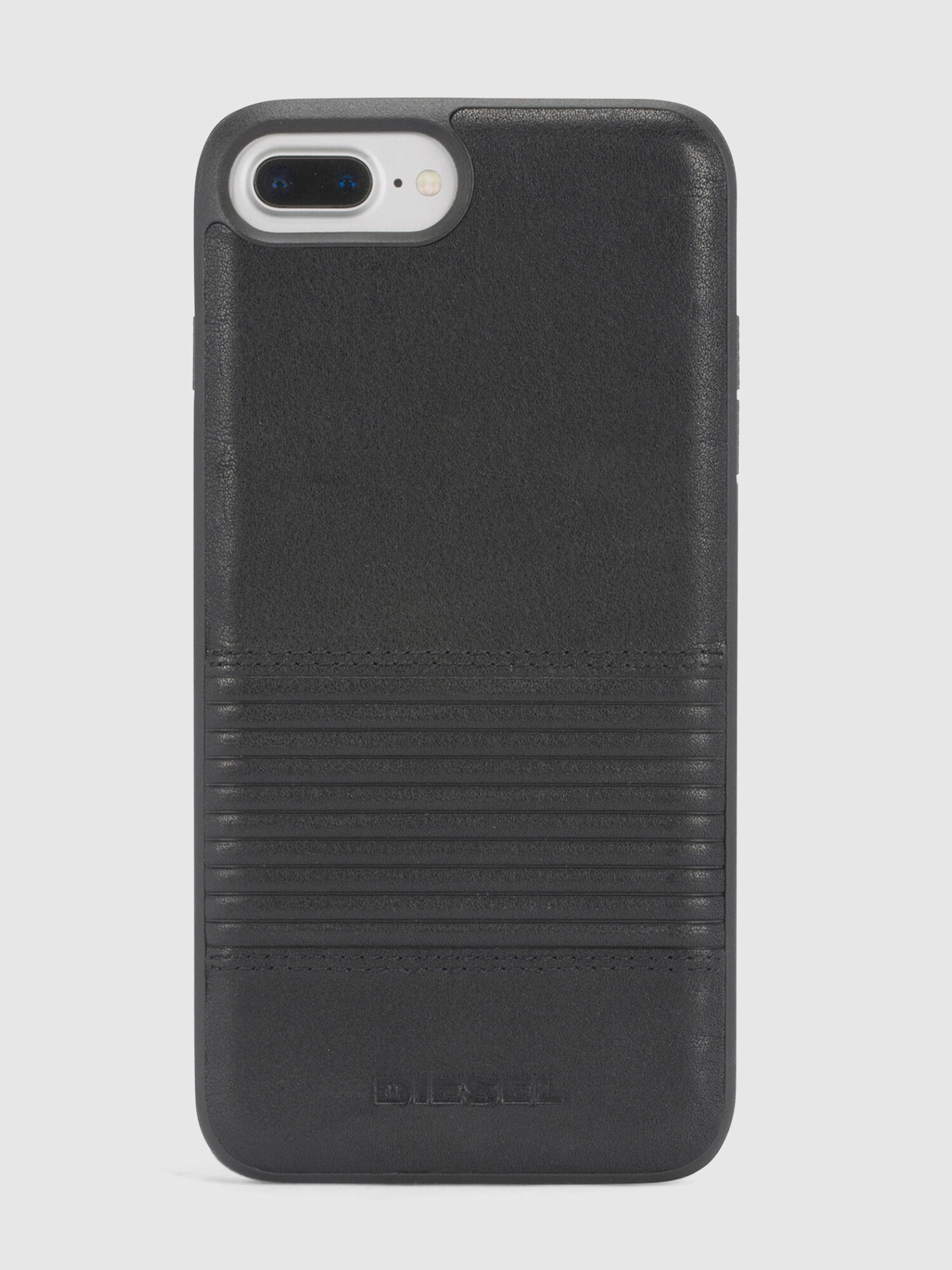 Diesel - BLACK LINED LEATHER IPHONE 8 PLUS/7 PLUS/6s PLUS/6 PLUS CASE, Unisex's Leather case, iPhone 8 Plus/7 Plus/6s Plus/6 Plus in Black - 2