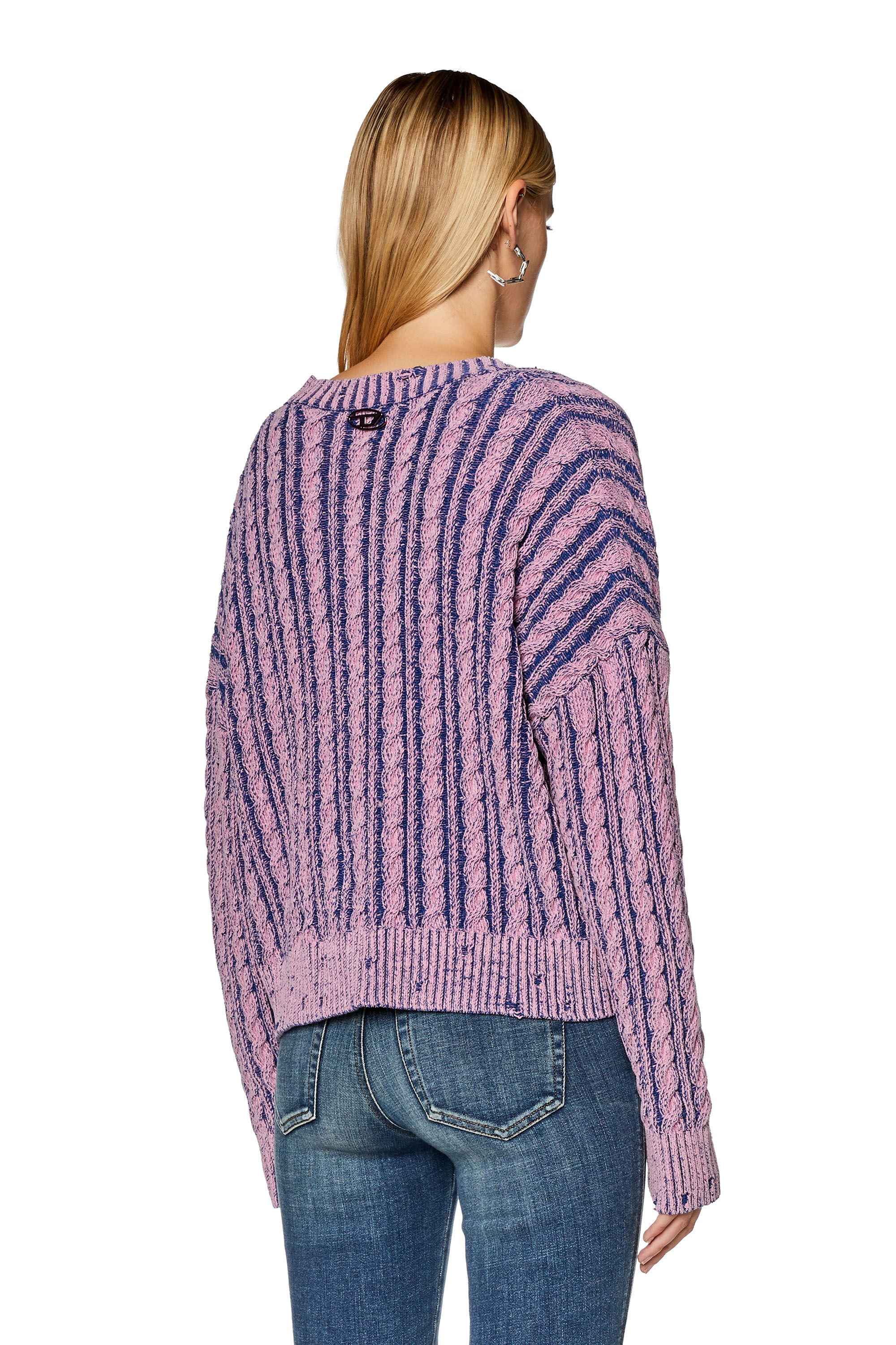 Diesel - M-OXIA, Maglione in cotone bicolore Donna in Viola - 4