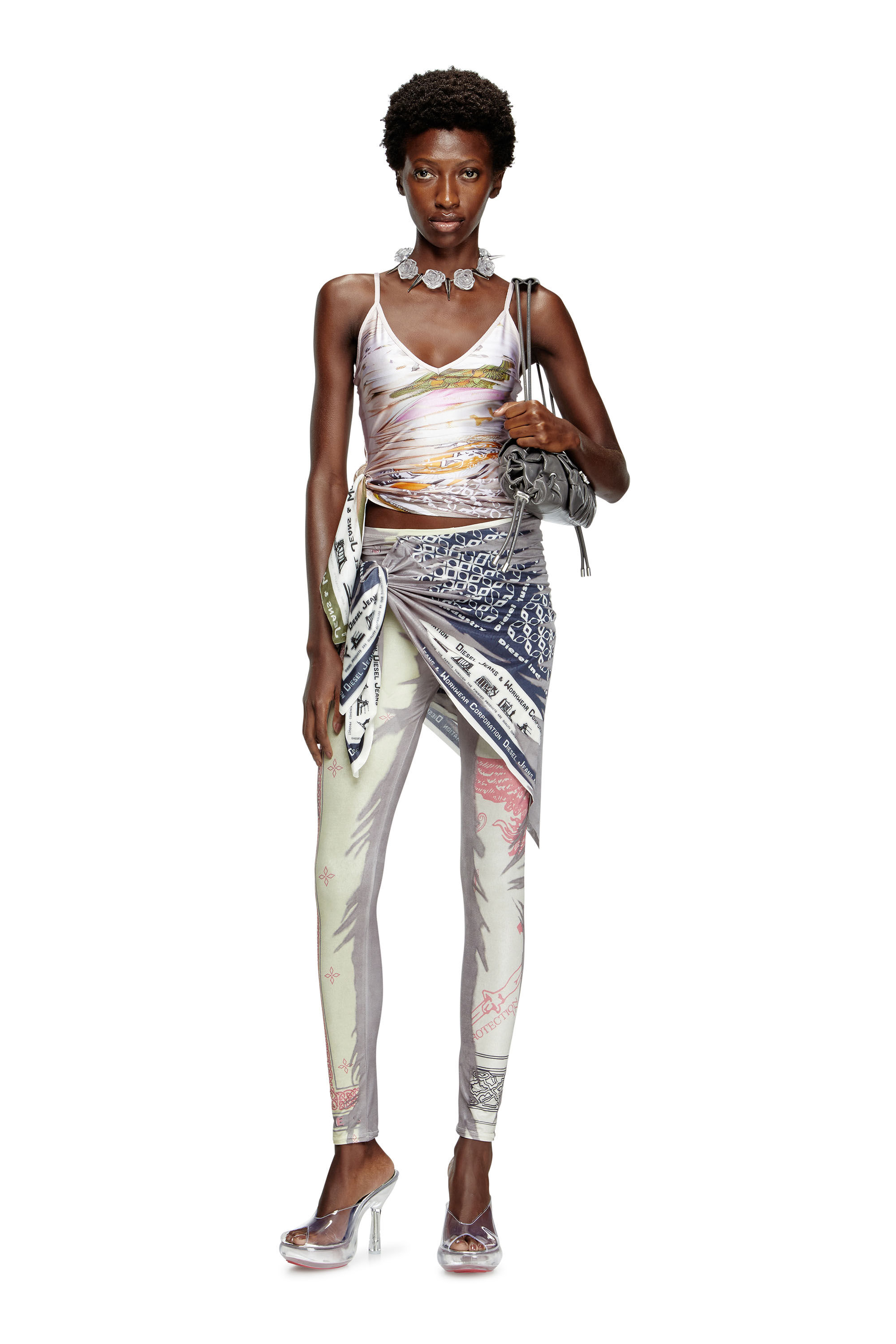 Diesel - T-LOVSKY, Top drappeggiato con nodo bandana Donna in Multicolor - 1