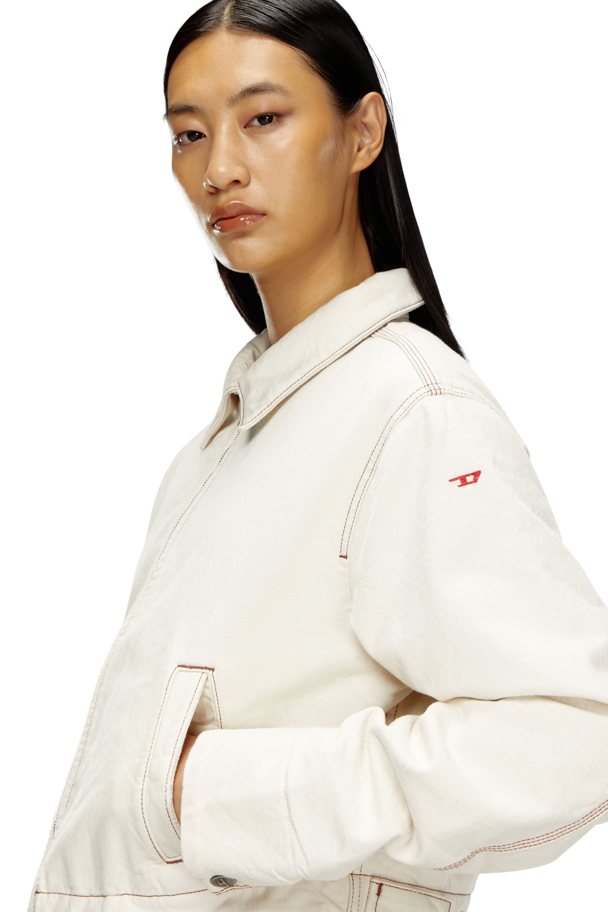 Diesel - DE-NOVA, Giacca imbottita in denim lavaggio clean Donna in Bianco - 5