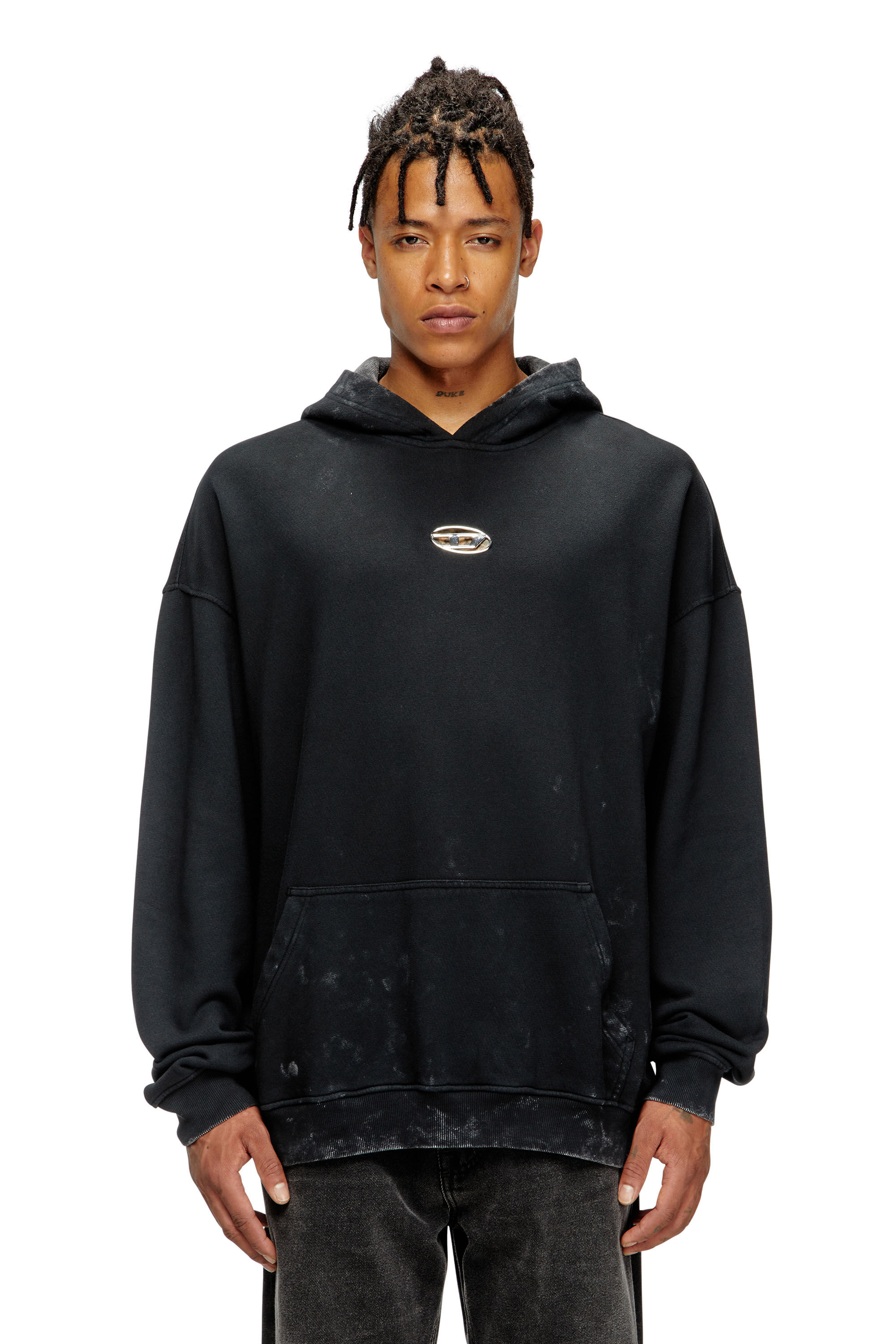 Diesel - S-BOXT-HOOD-T10, Hoodie con Oval D cut-out metallizzato Uomo in Nero - 2