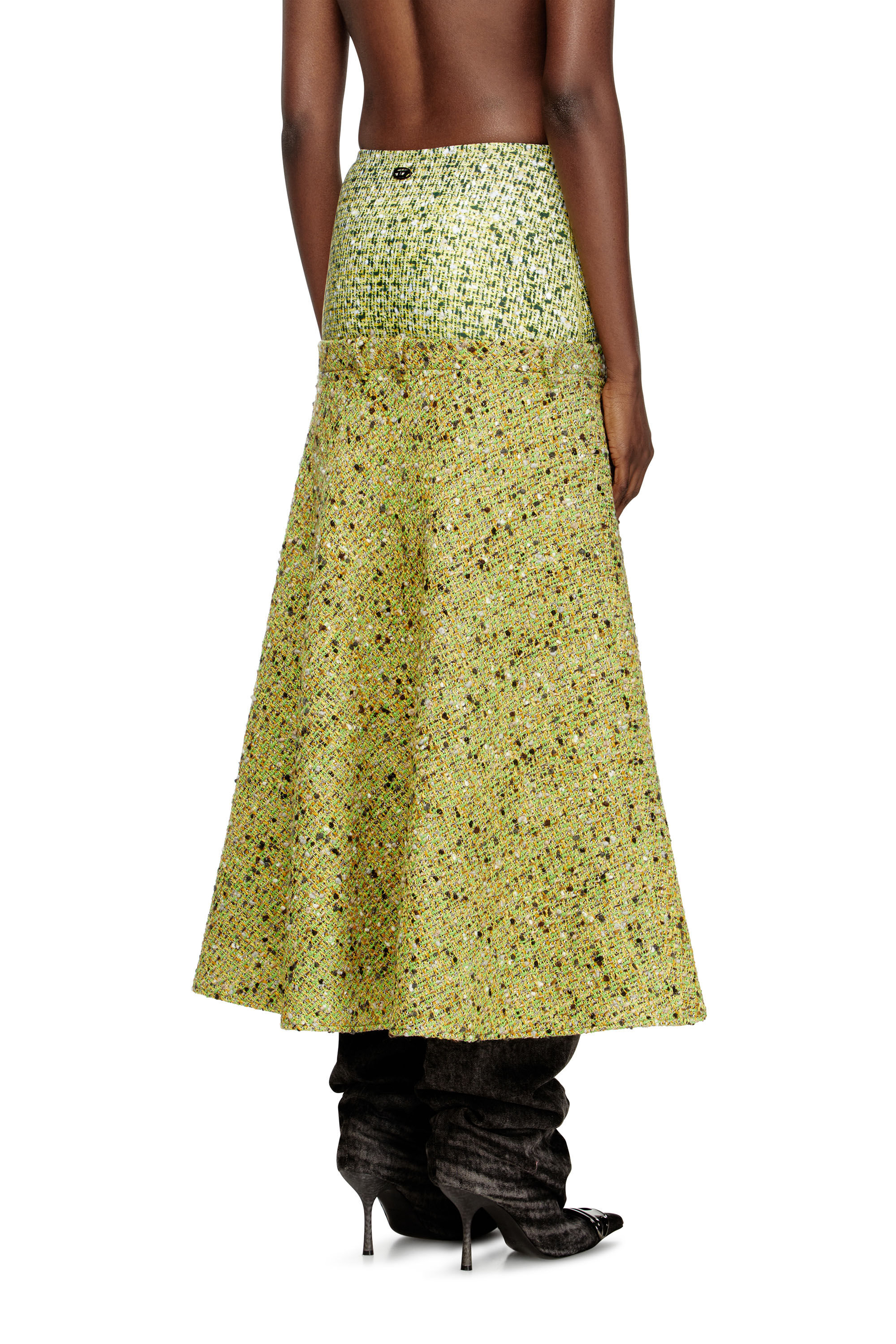 Diesel - O-GRACE-MIX, Gona bouclé con vita in lycra Donna in Verde - 4