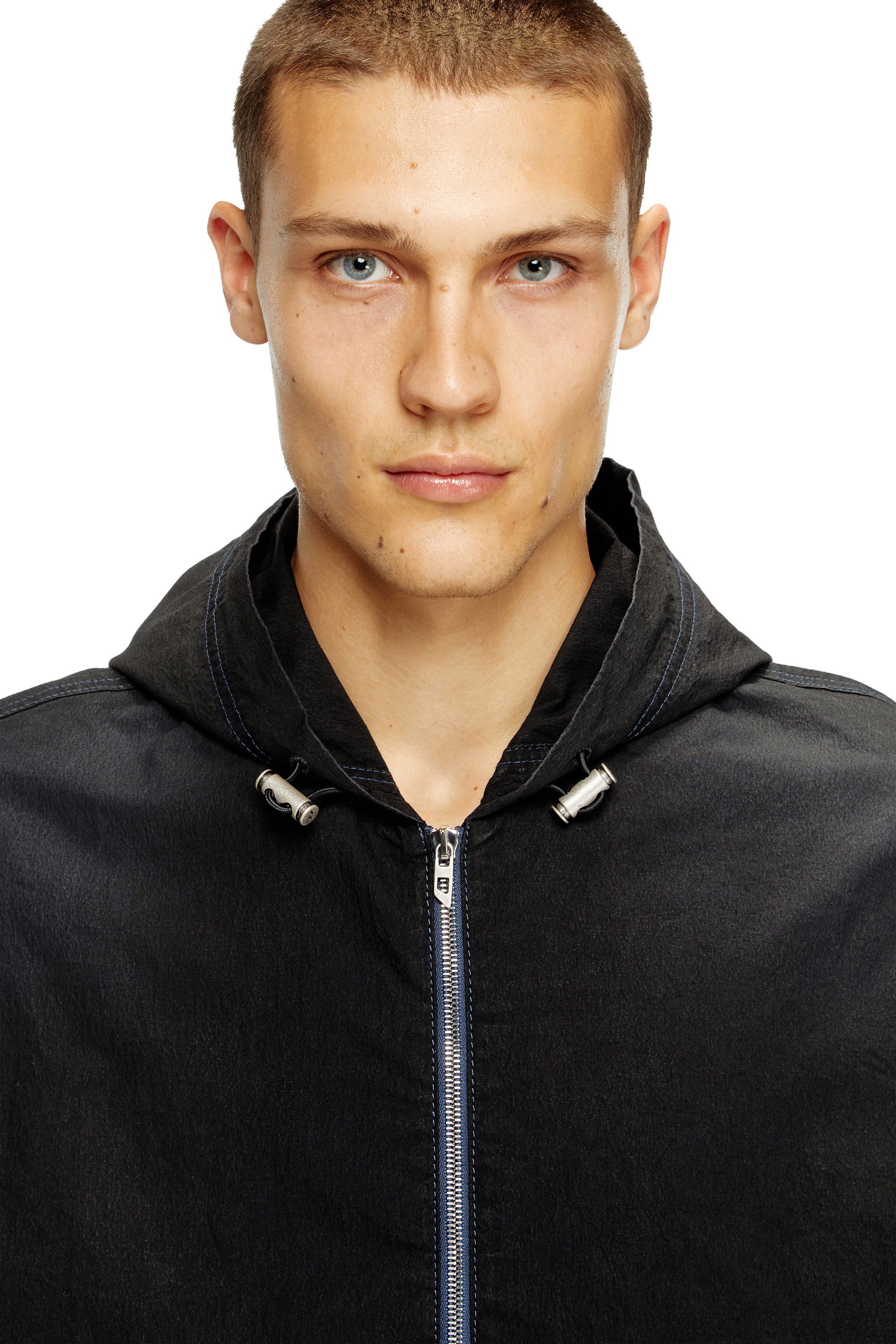 Diesel - D-WYNNY JOGG, Giacca con cappuccio in JoggJeans tecnico Uomo in Nero - 4
