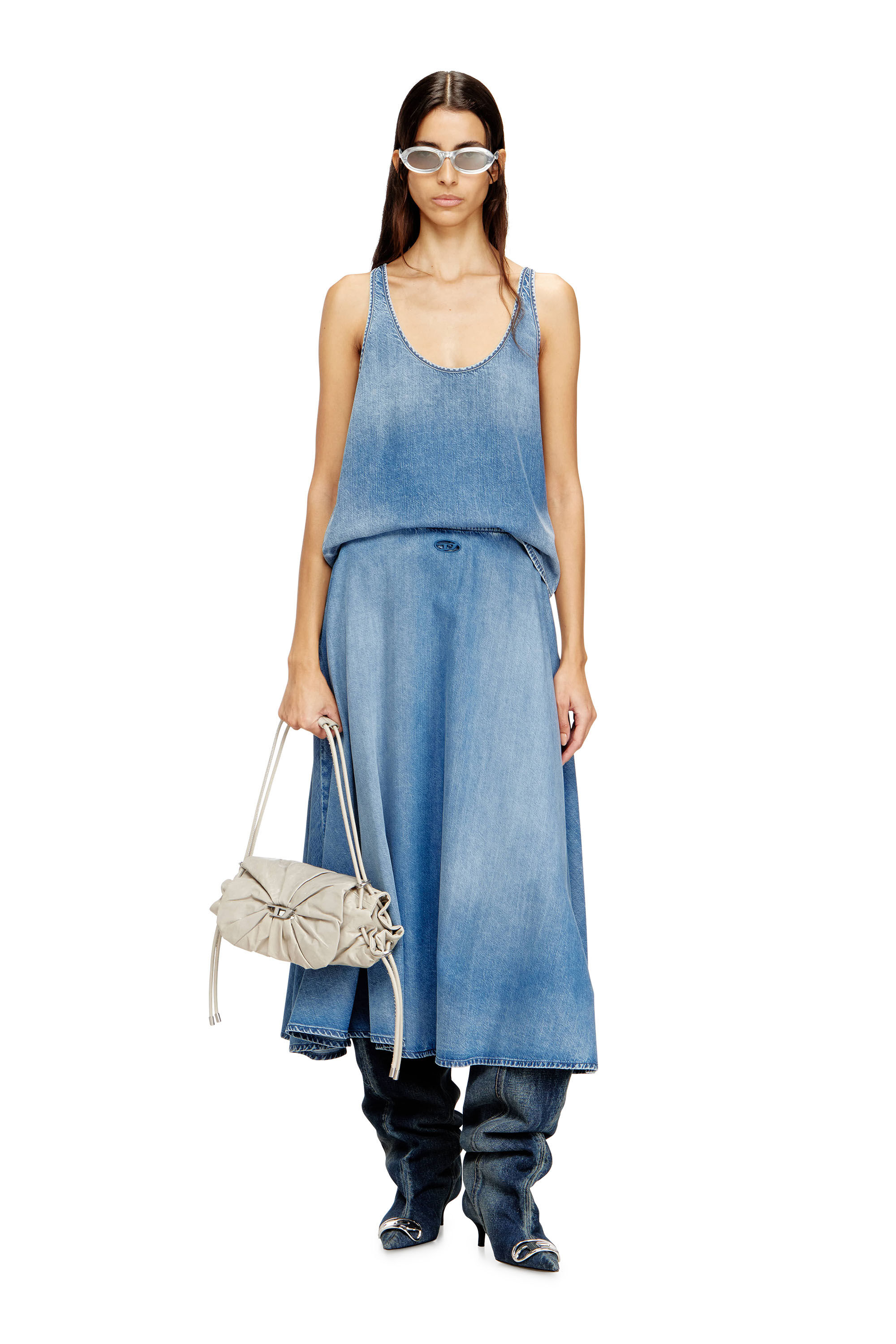 Diesel - DE-MISY-S, Top in denim leggero effetto stonewashed Donna in Blu - 1