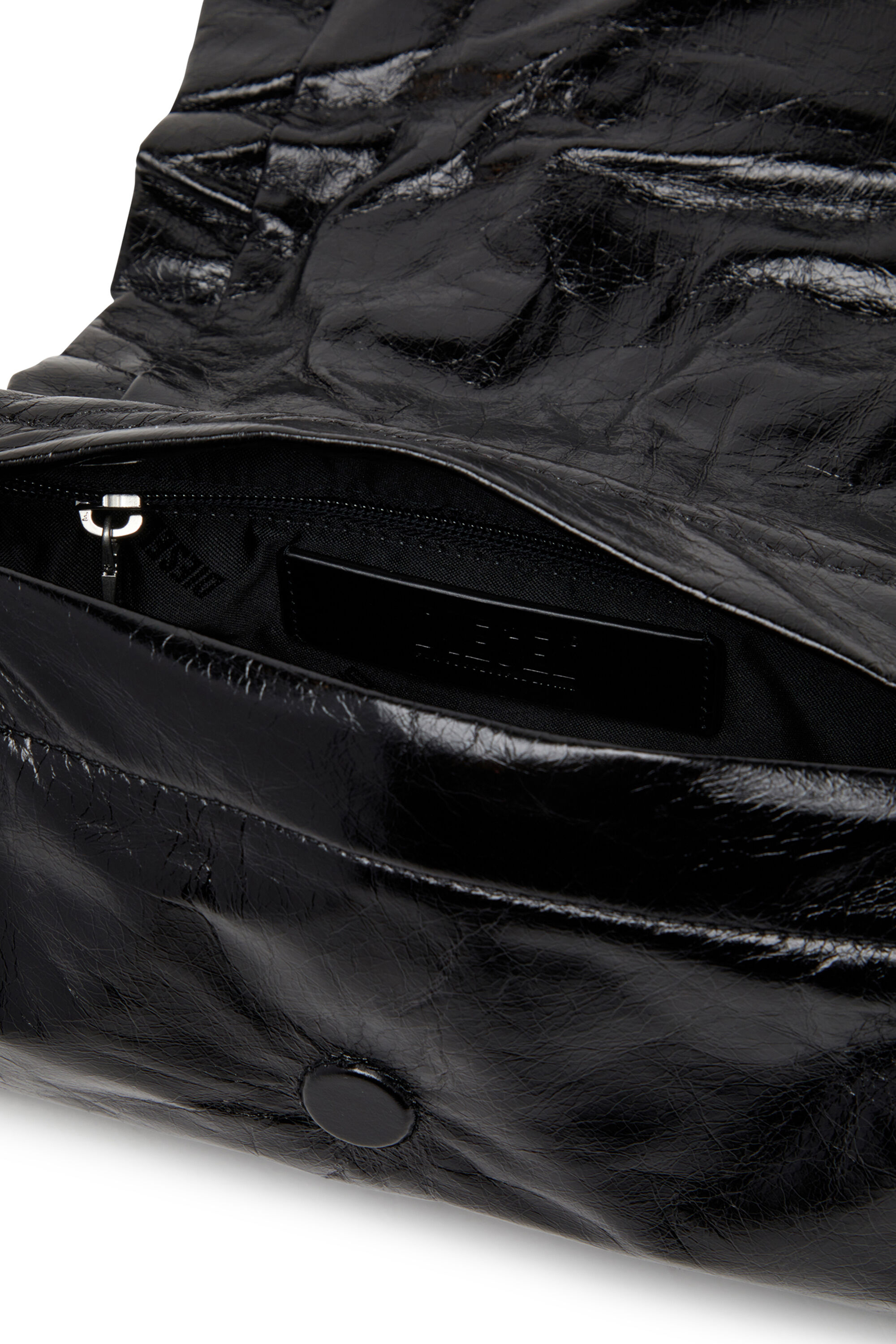 Diesel - SCRUNCH-D SHOULDER S, Borsa a spalla in pelle arricciata Donna in Nero - 5