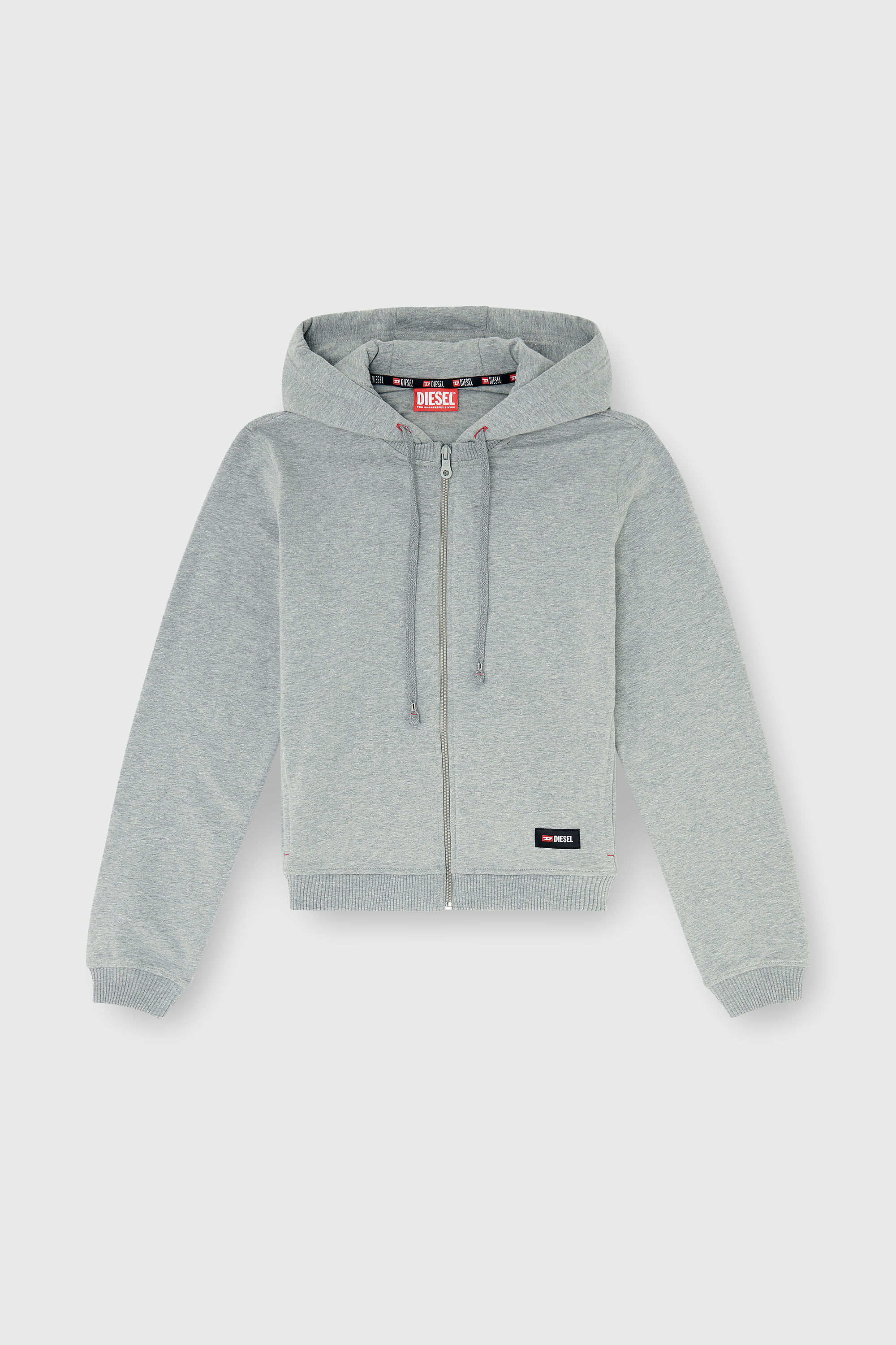 Diesel - HARRIET-D-CORE, Felpa con cappuccio in misto cotone smerigliato Donna in Grigio - 2