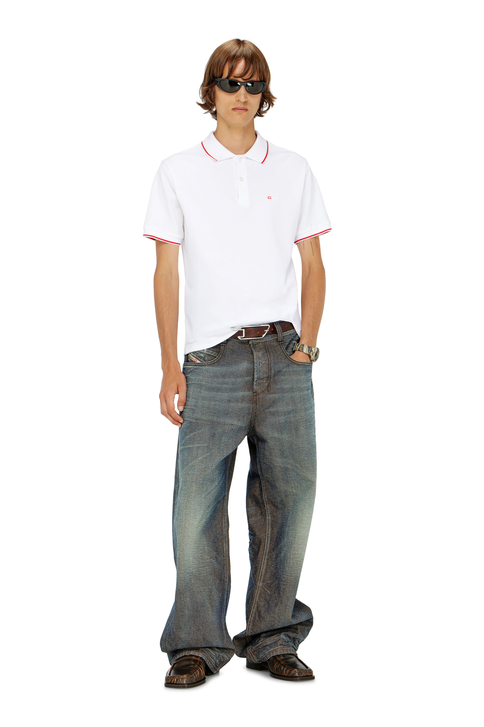 Diesel - T-FERRY-MICRODIV, Polo con micro ricamo Diesel Uomo in Bianco - 1