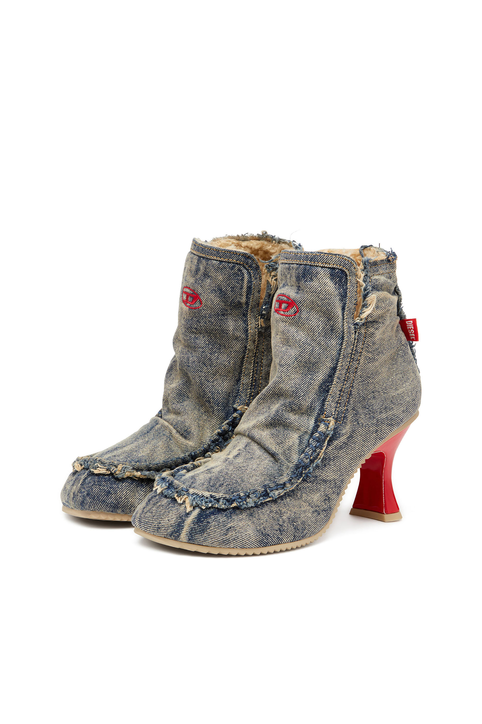 Diesel - D-WOODSTOCK HEEL AB, D-Woodstock - Stivali in denim con tacco Donna in Blu - 9