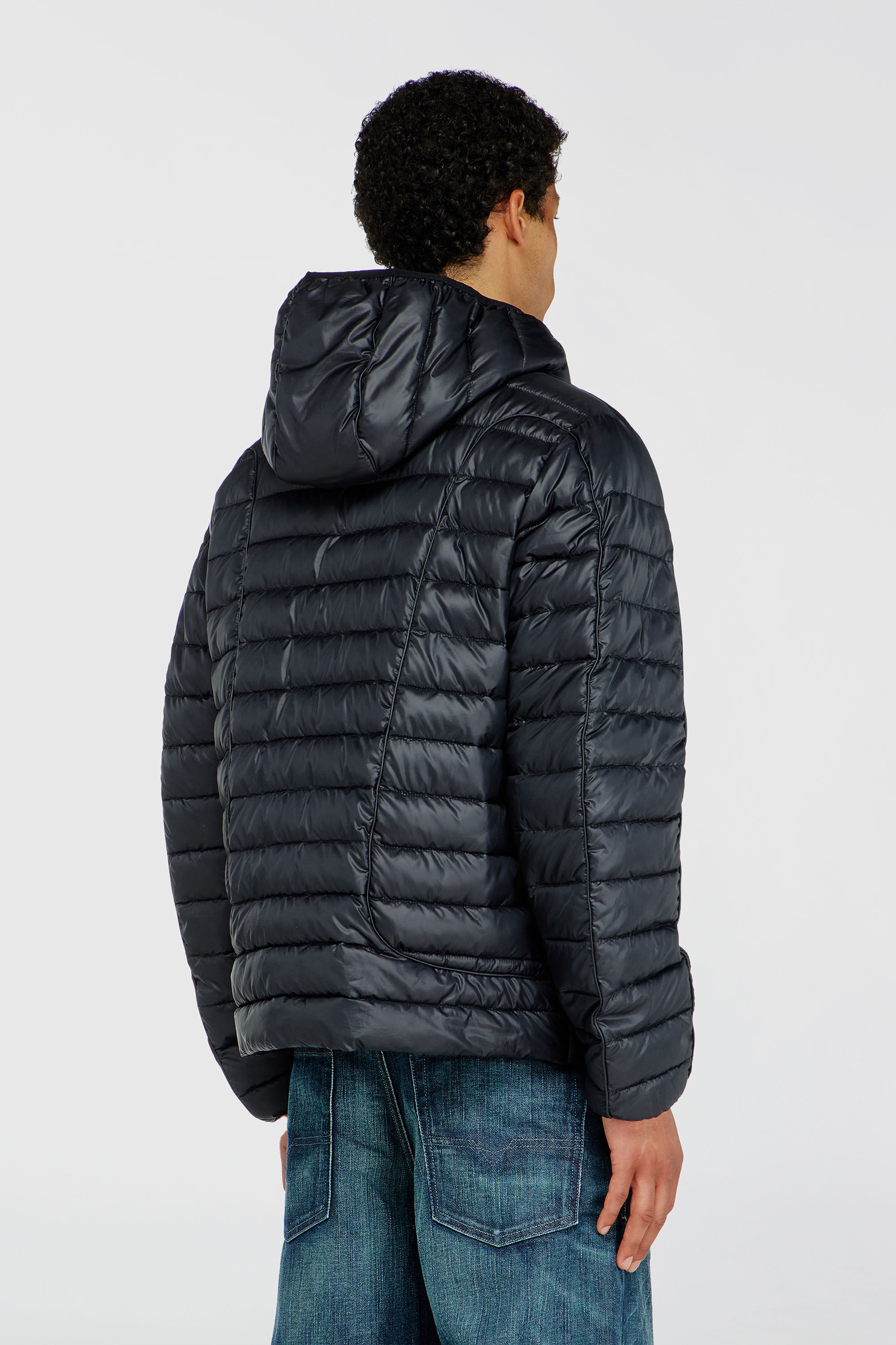 Diesel - W-STONE-WRD, Piumino con profili tono su tono Uomo in Nero - 4