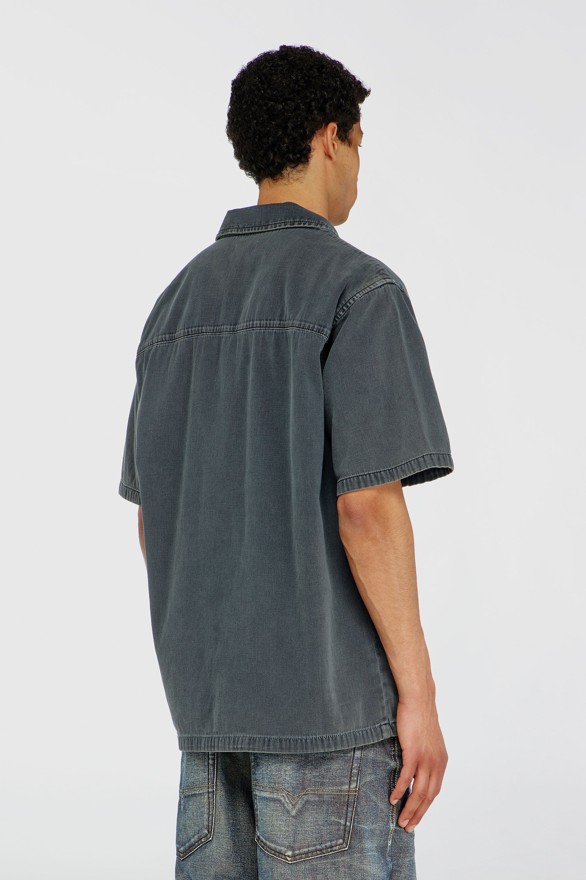 Diesel - D-NABIL-P, Camicia bowling in denim colorato Uomo in Grigio - 4