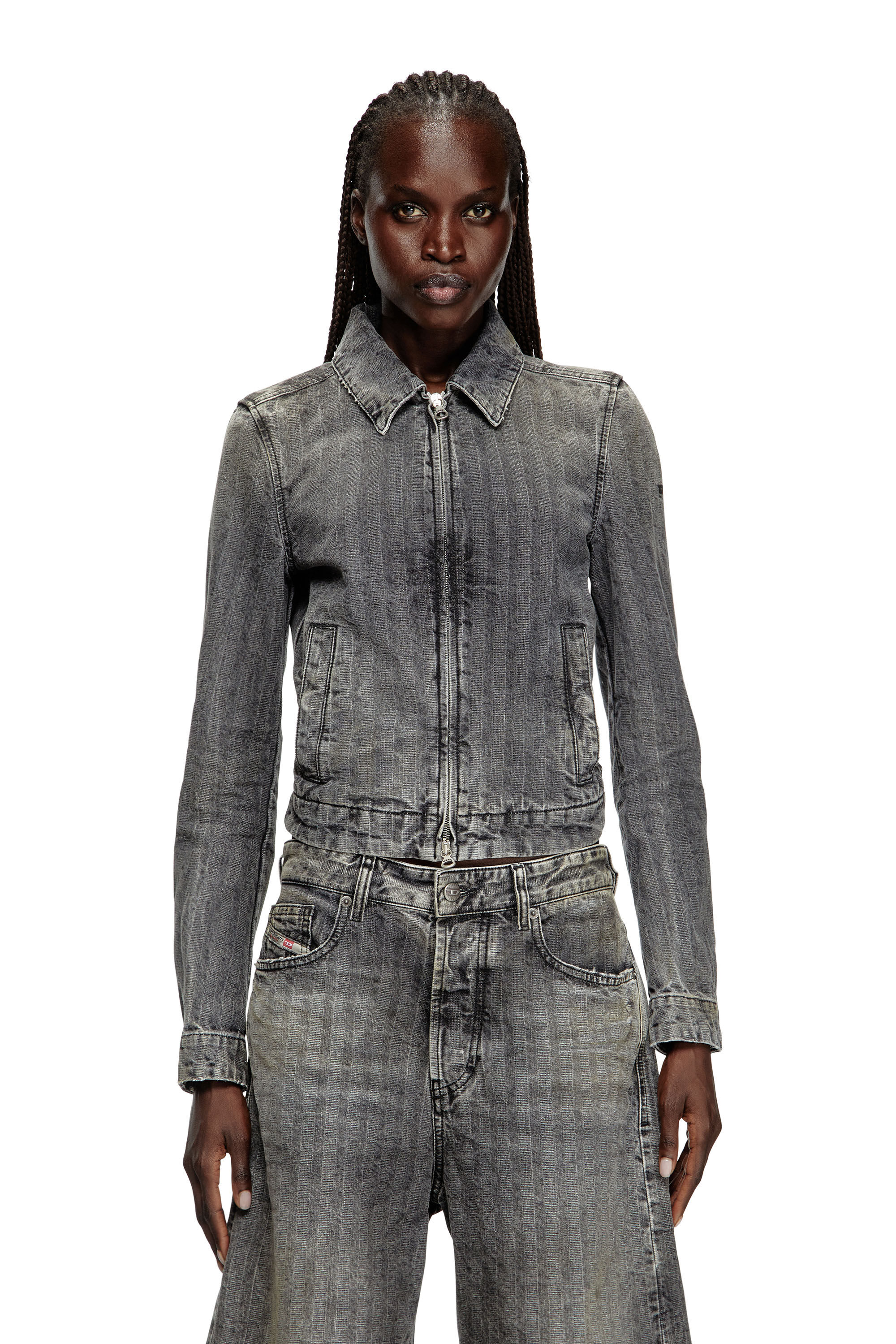 Diesel - DE-CORB, Giacca in denim herringbone Donna in Grigio - 3