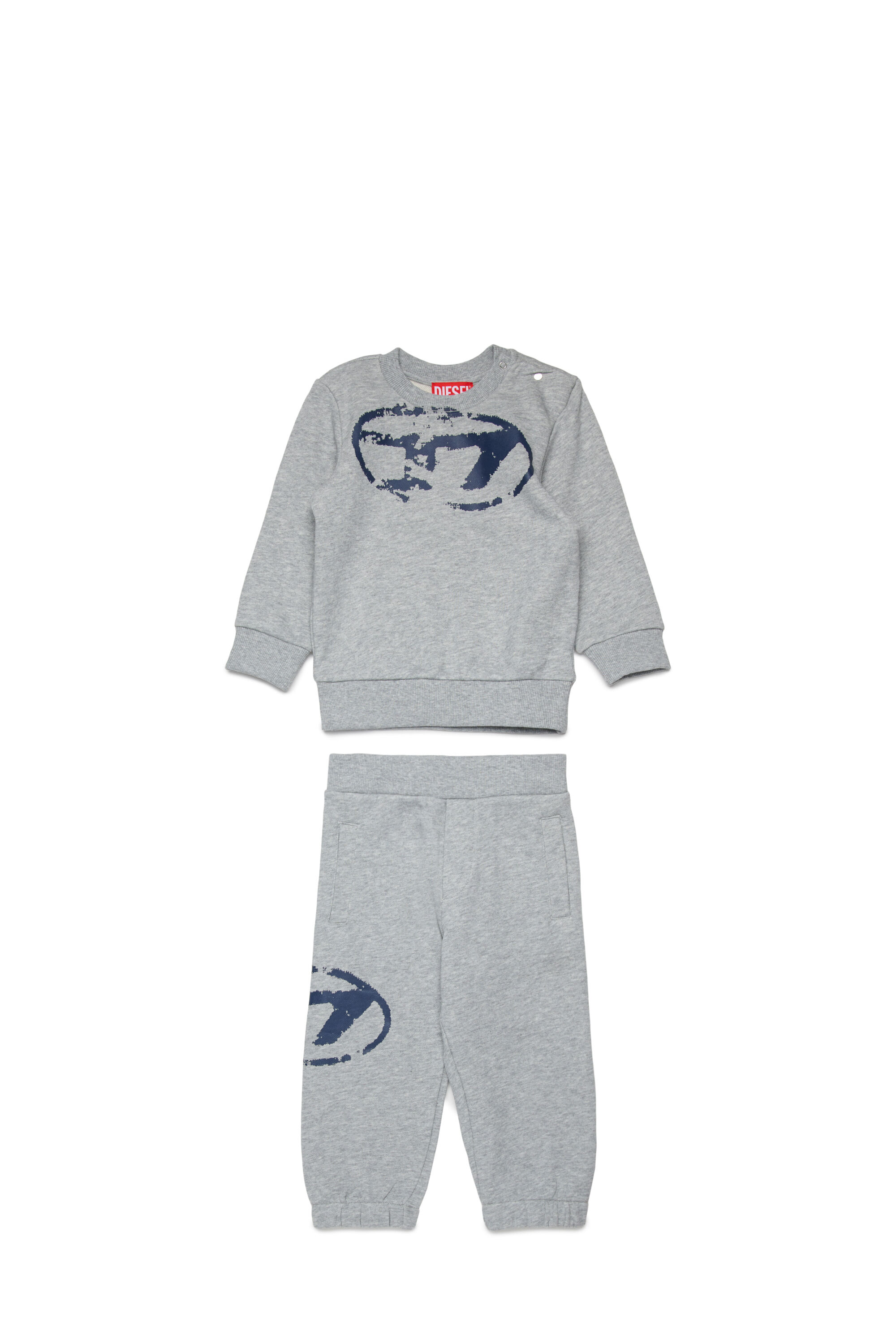 Diesel - SBOXTN5BLONGB-SET, Set abbigliamento baby con logo Oval D usurato Unisex in Grigio - 1