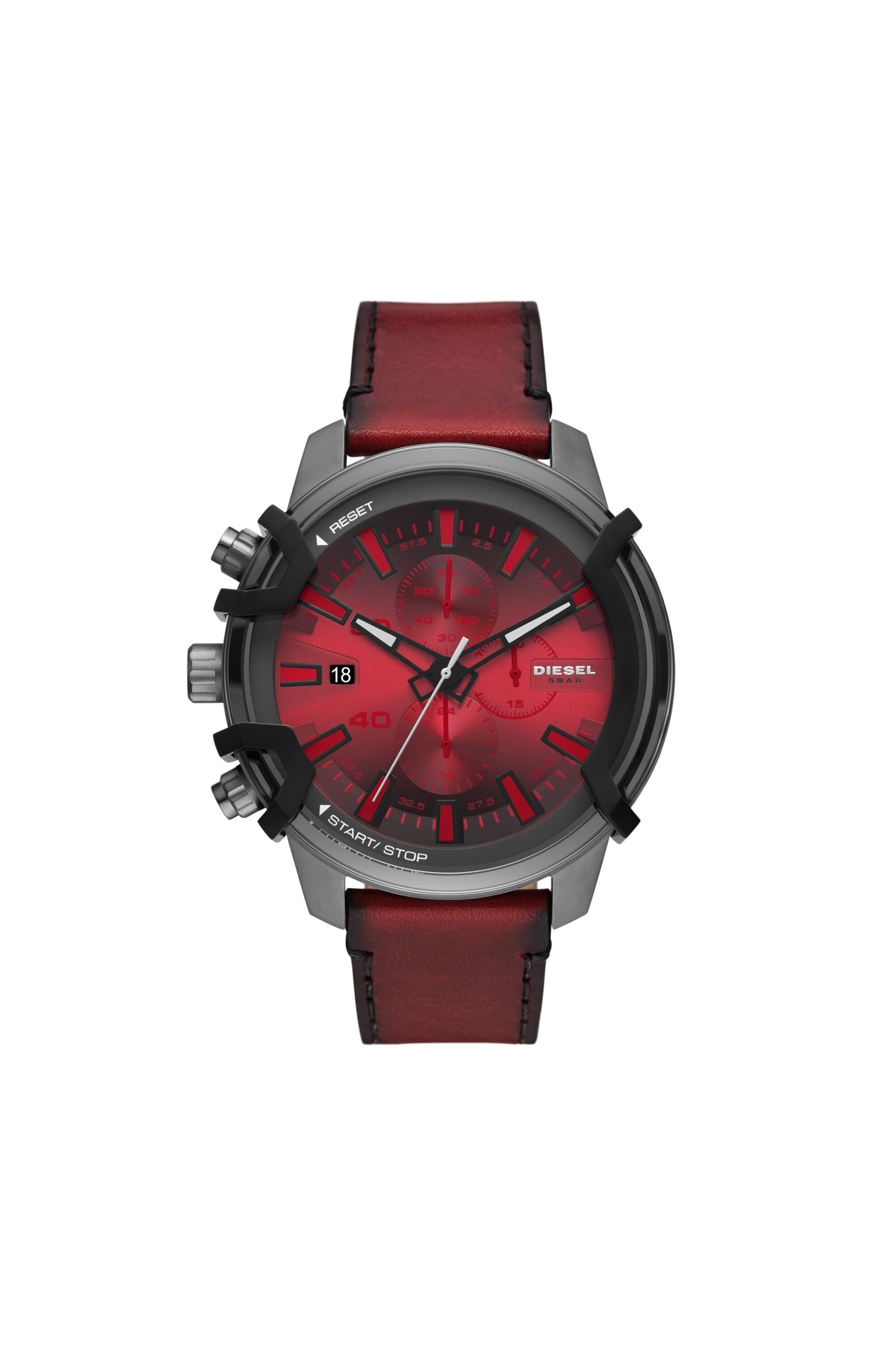 Diesel - DZ4594, Cronografo Griffed in pelle rossa Uomo in Rosso - 1