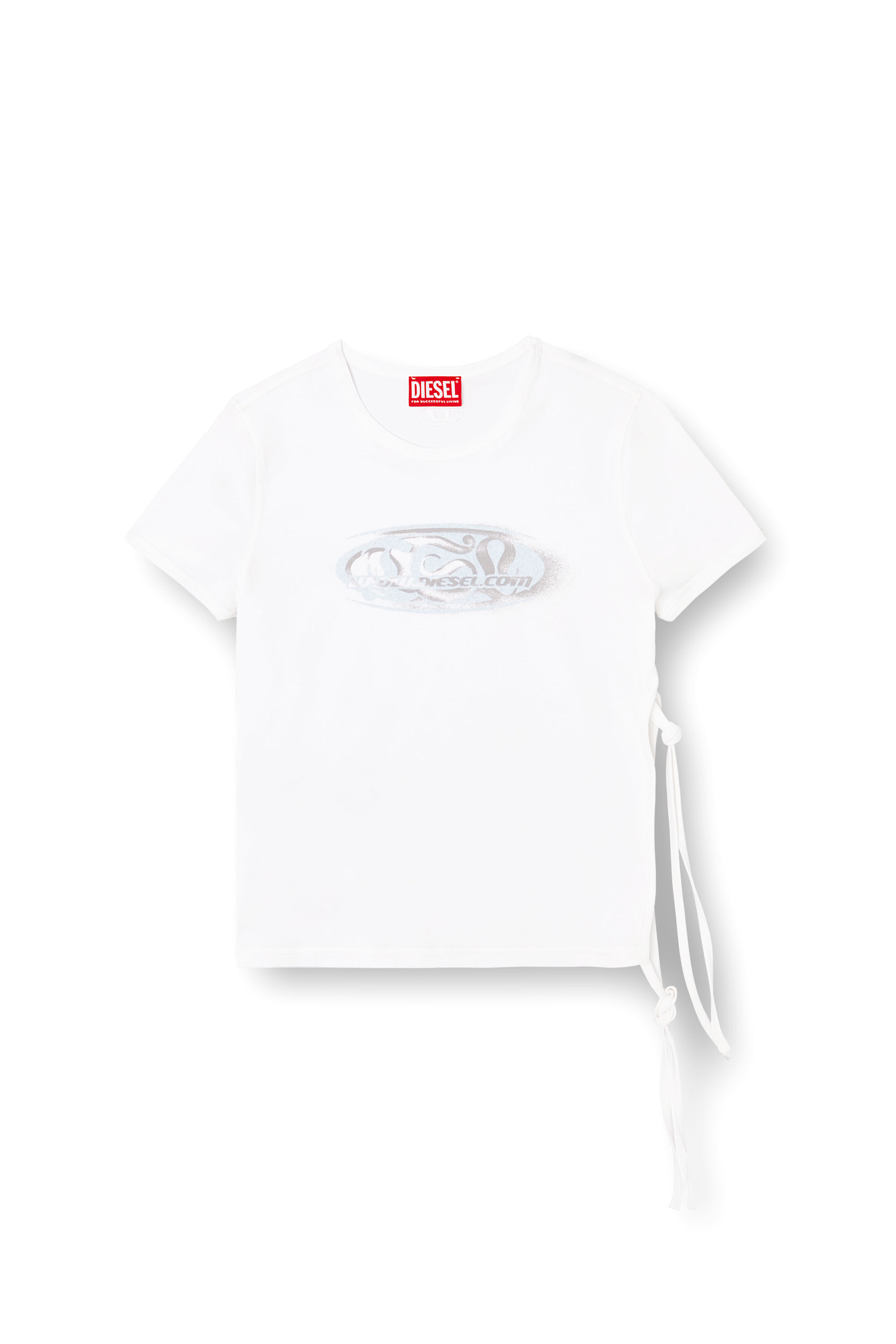 Diesel - T-LAYA, T-shirt con nodi laterali e logo Donna in Bianco - 2