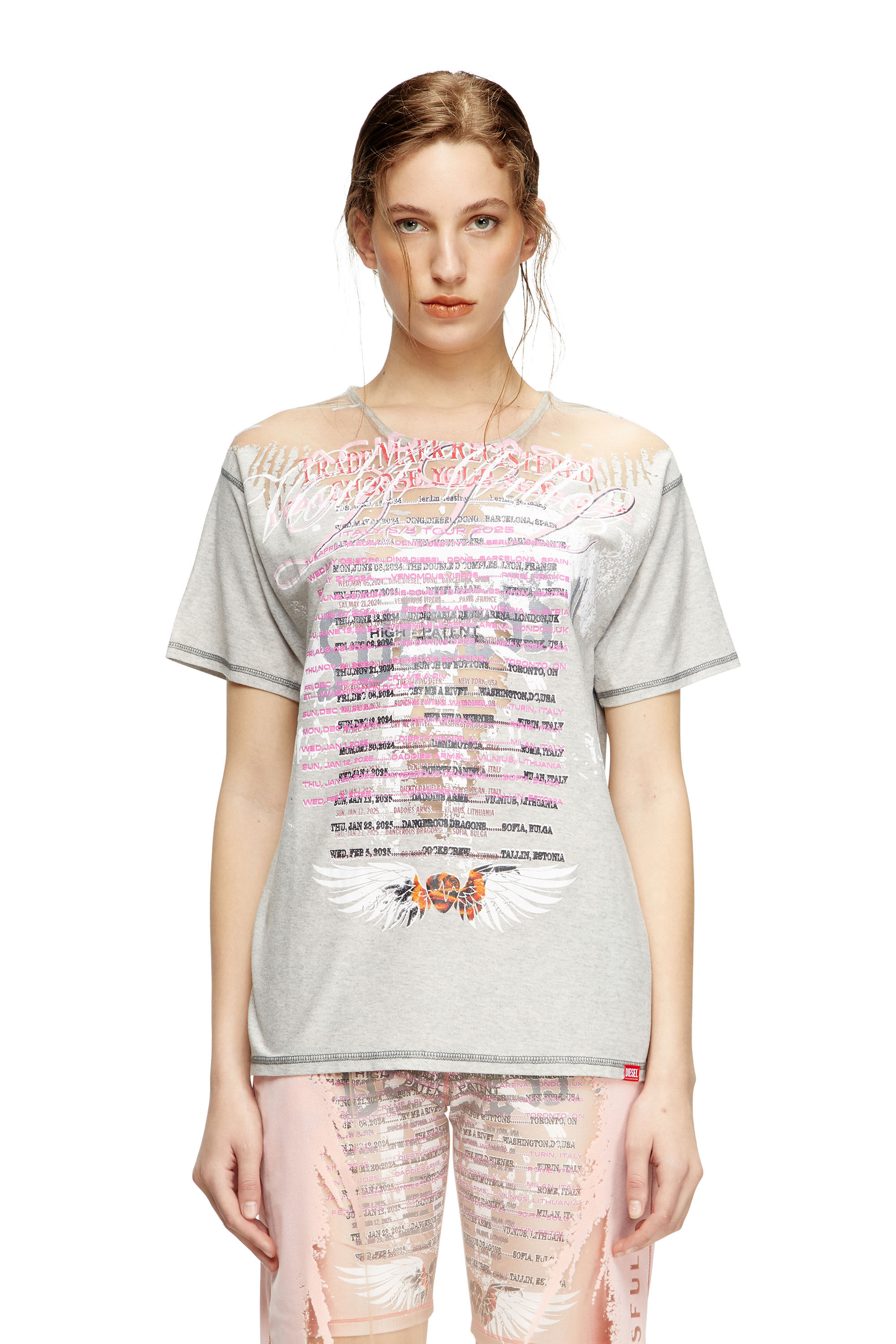Diesel - T-NORMAC, T-shirt girocollo con stampa DJ Donna in Grigio - 3