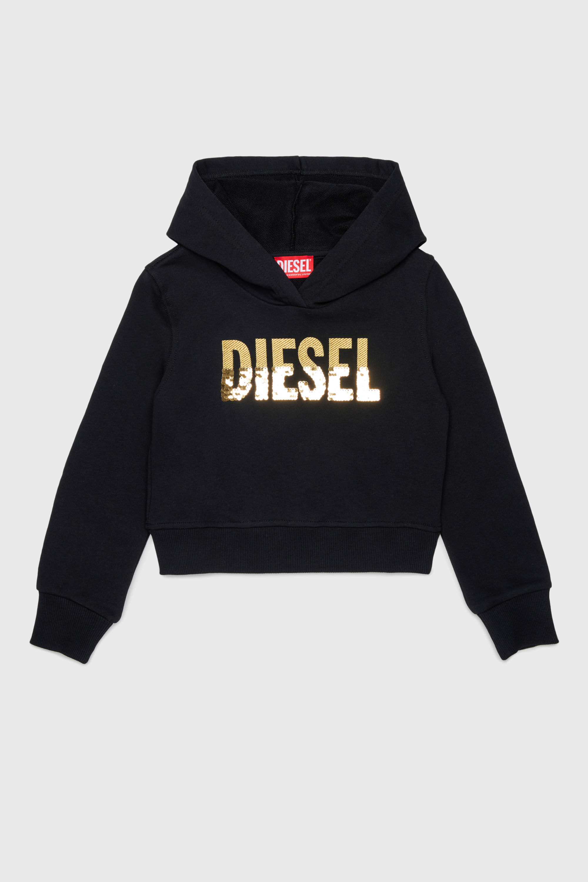 Diesel - SPALLYHOOD, Hoodie con logo in paillettes Donna in Nero - 1