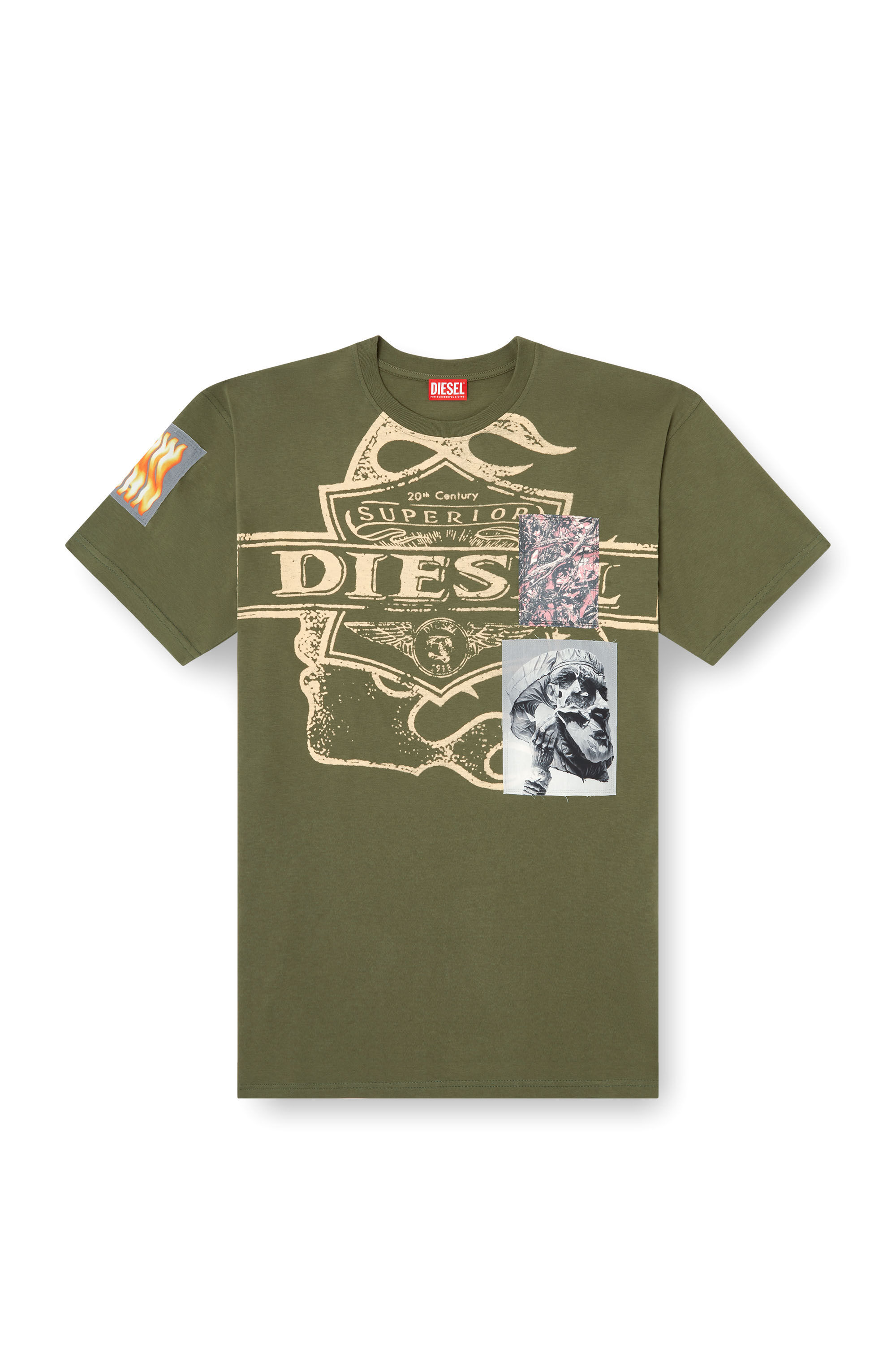 Diesel - T-BOXT-SLITS-R8, T-shirt con dettaglio patch Uomo in Verde - 2
