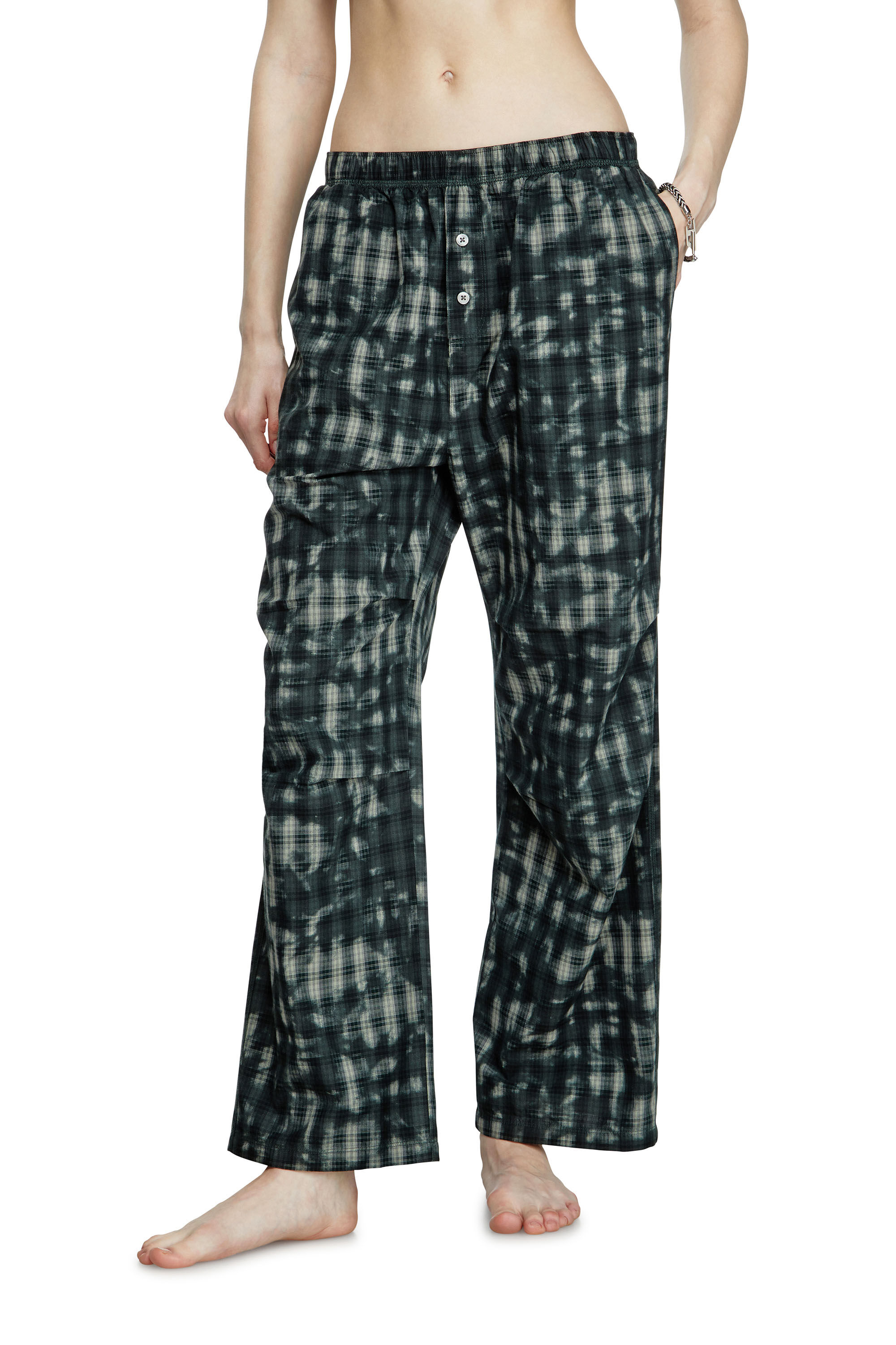 Diesel - VINCE-UTLT, Pantaloni pigiama con stampa check Unisex in Verde - 5