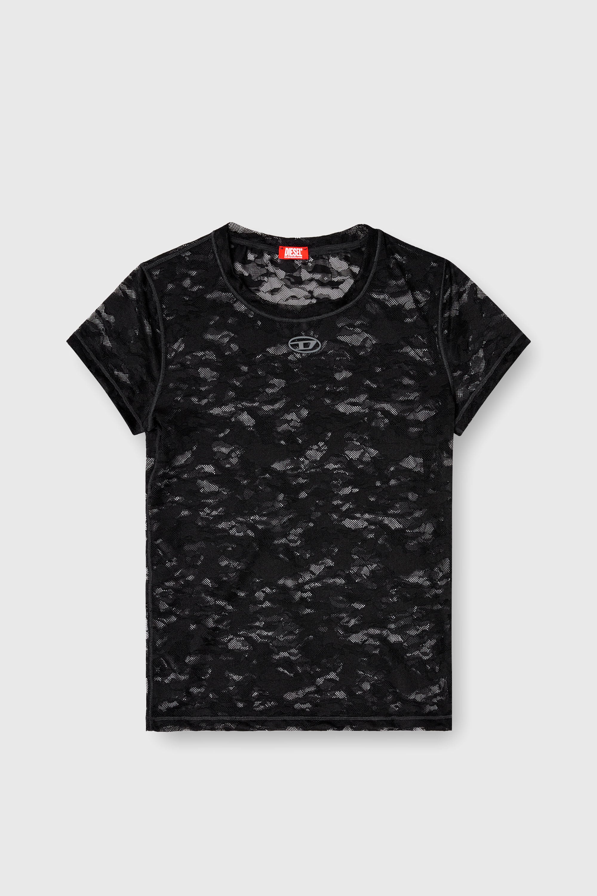 Diesel - KASIA-UTLT, T-shirt in pizzo camouflage Donna in Nero - 2