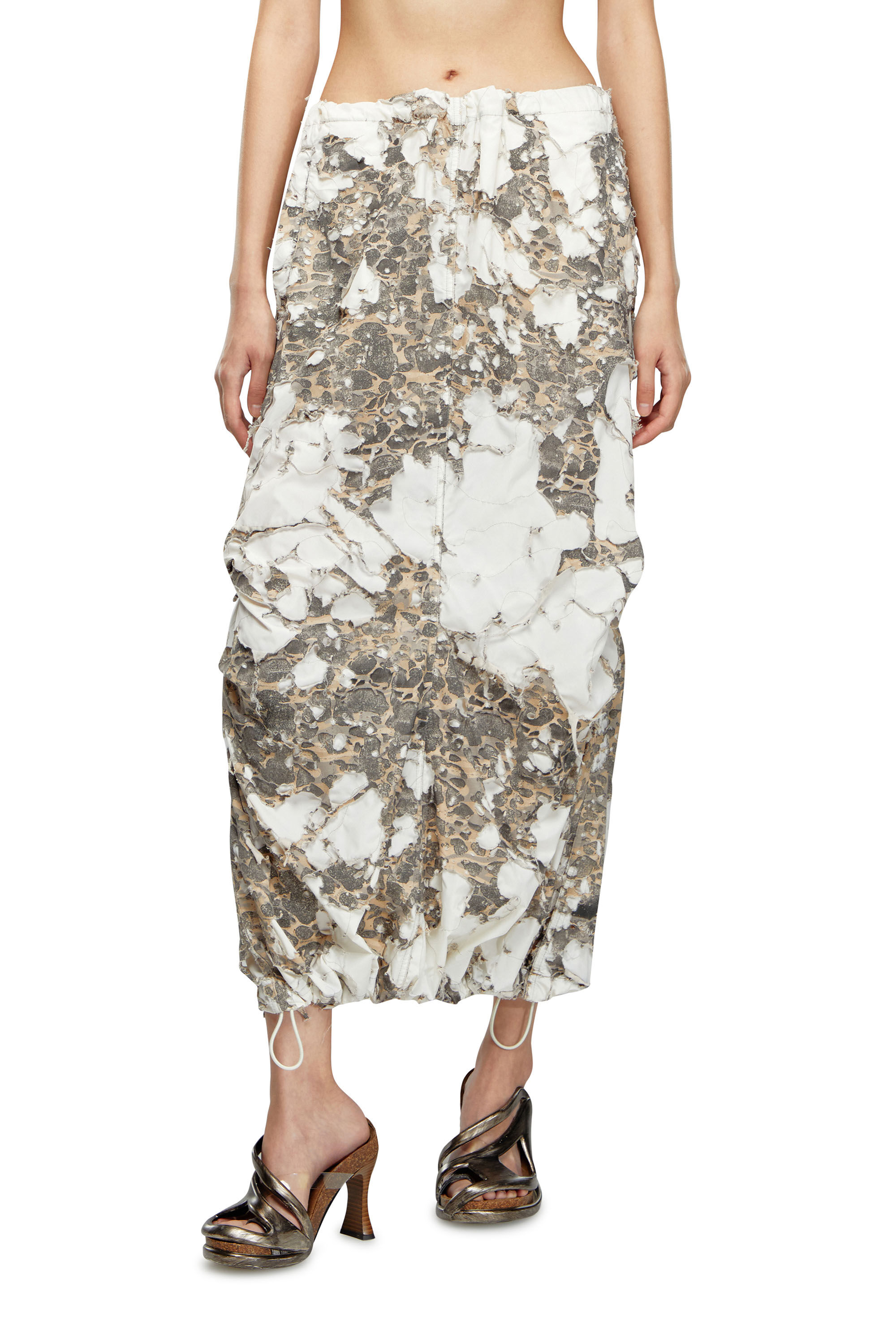 Diesel - O-HOCKYS, Woman Long skirt with destroyed camo layer in White - Image 3