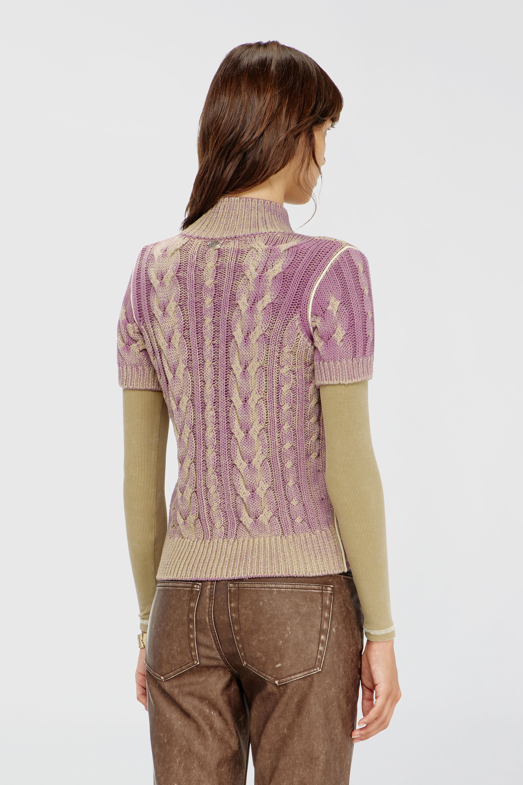 Diesel - M-ELANA, Cardigan a maniche corte con zip in maglia a trecce Donna in Multicolor - 4
