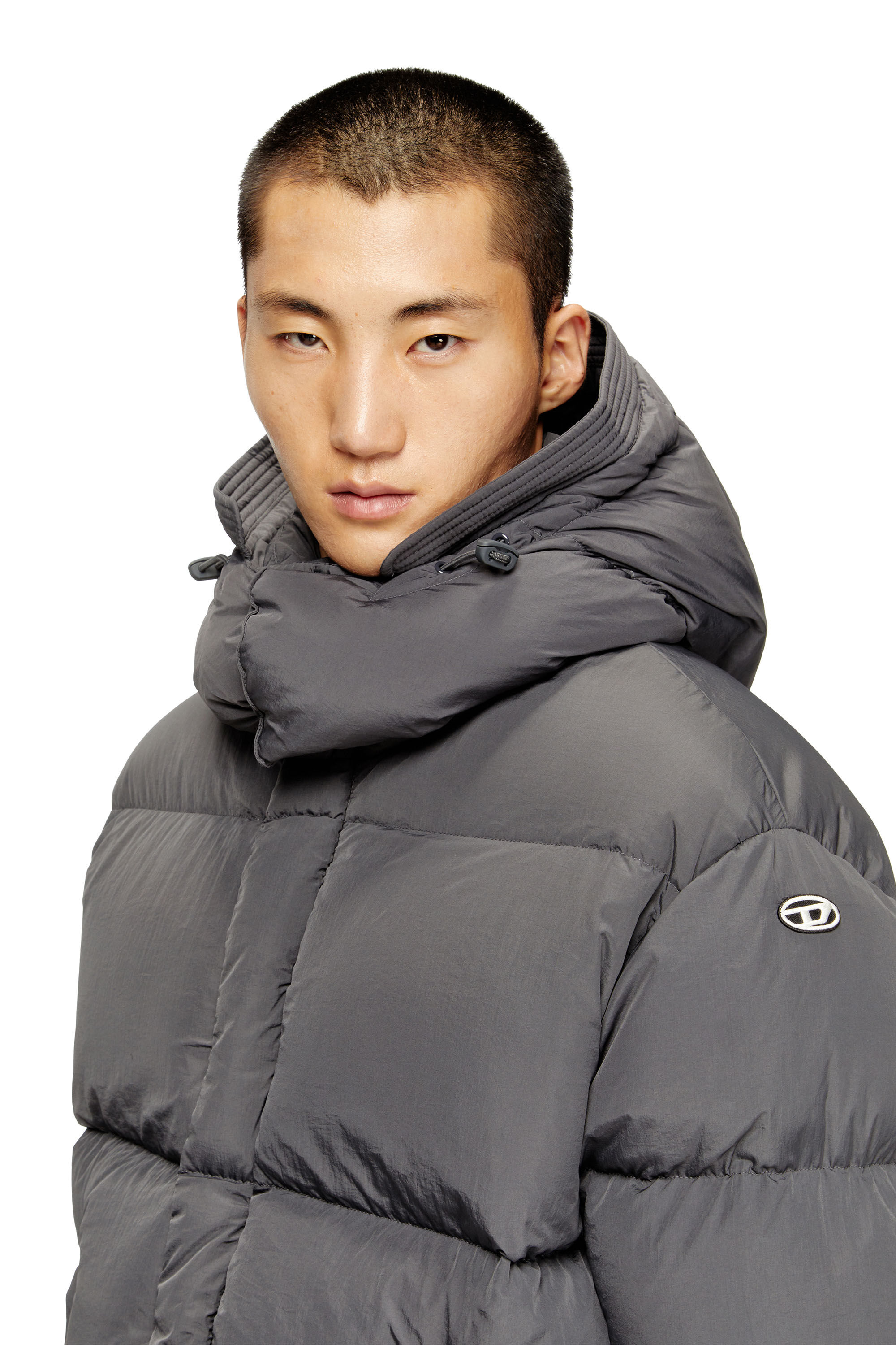 Diesel - W-ROLFYS, Piumino in nylon Taslan riciclato Uomo in Grigio - 5