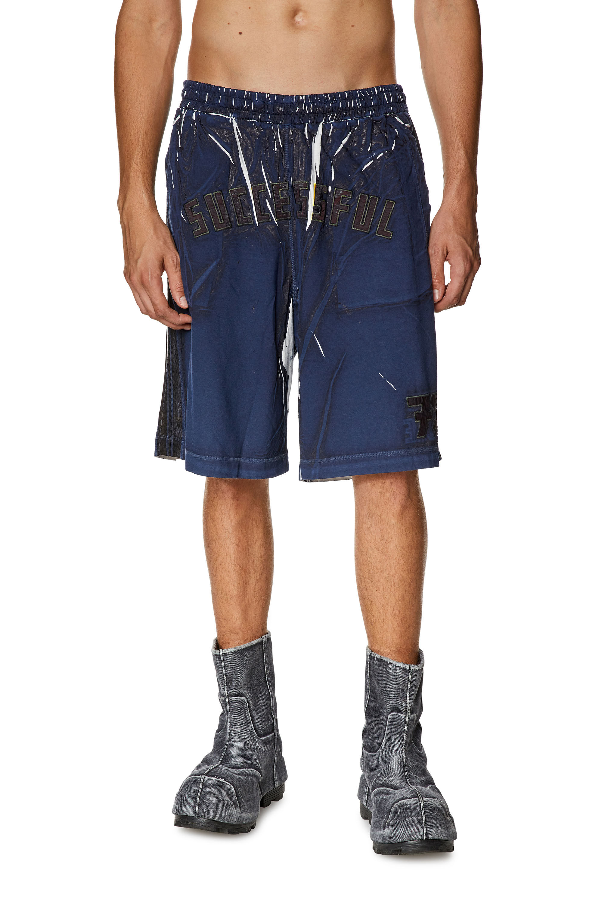 Diesel - P-ROWY, Short in felpa con stampa sfumata Uomo in Blu - 3