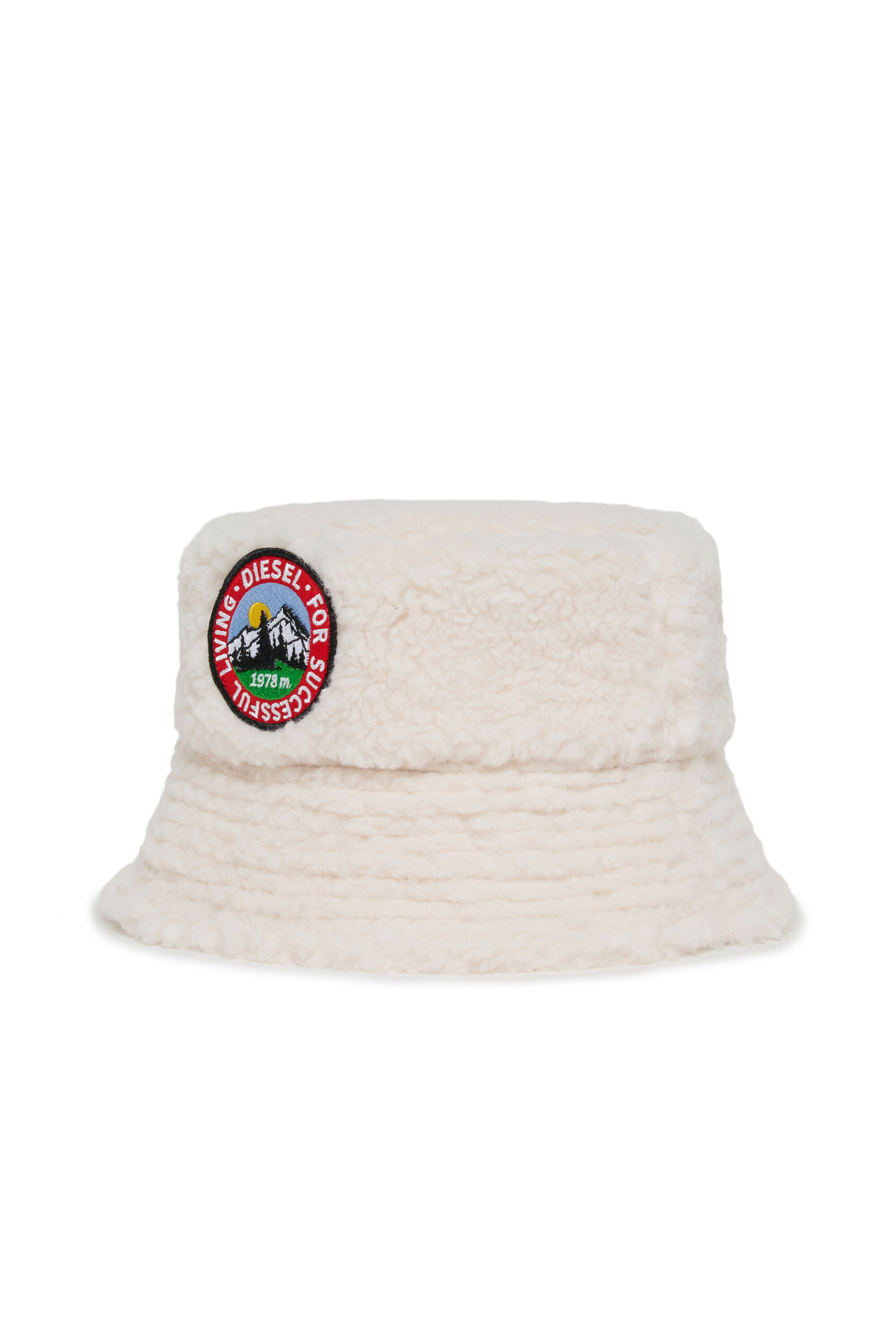 Diesel - FBONT, Cappello bucket in tessuto pile morbido Unisex in Bianco - 1