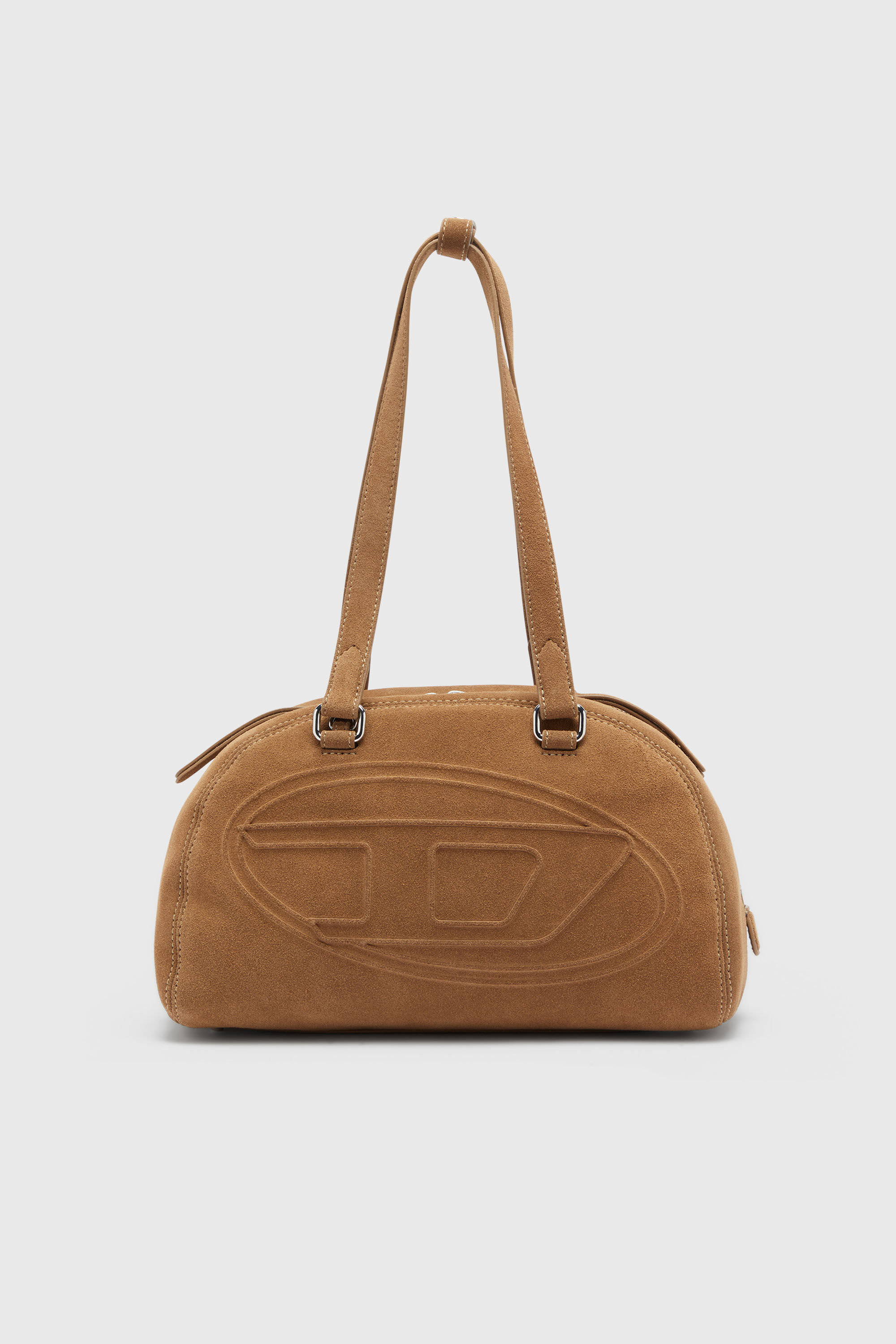 Diesel - 1DR DOME SHOULDER, 1DR Dome- Borsa a spalla scamosciata con Logo Oval D Unisex in Beige - 2