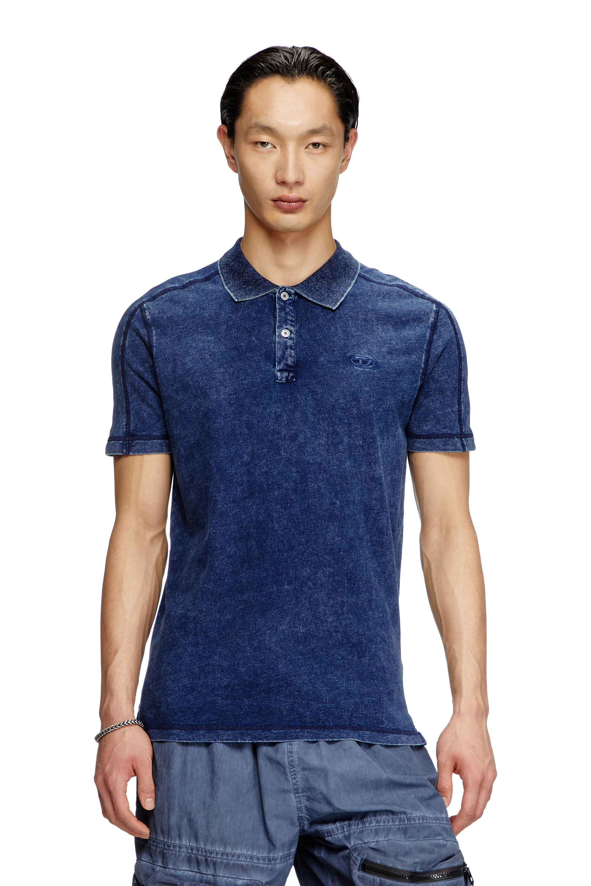 Diesel - T-SWIND-R1, Polo effetto denim Uomo in Blu - 3