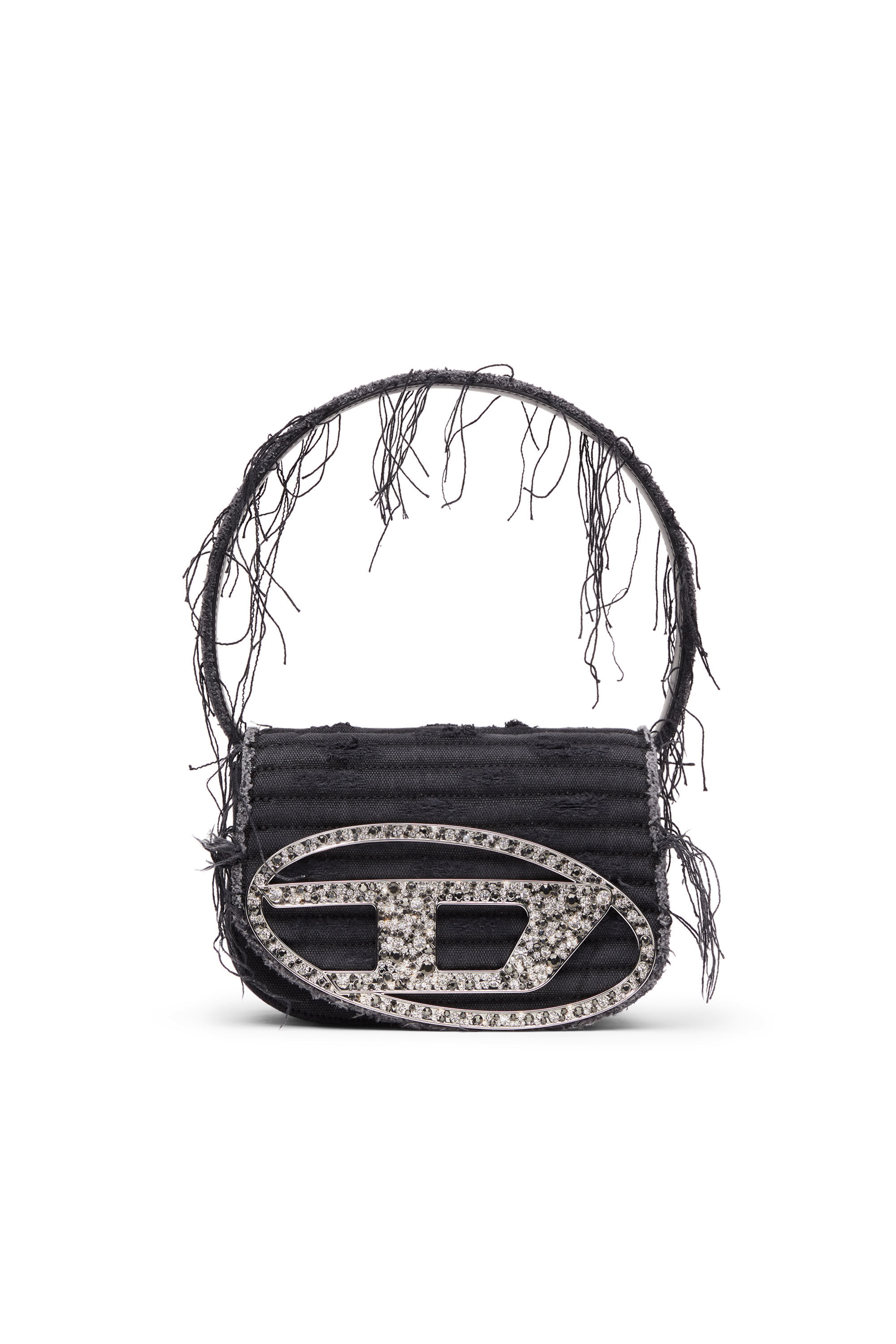 1DR Iconica borsa a spalla in tela e pelle Donna Nero Diesel