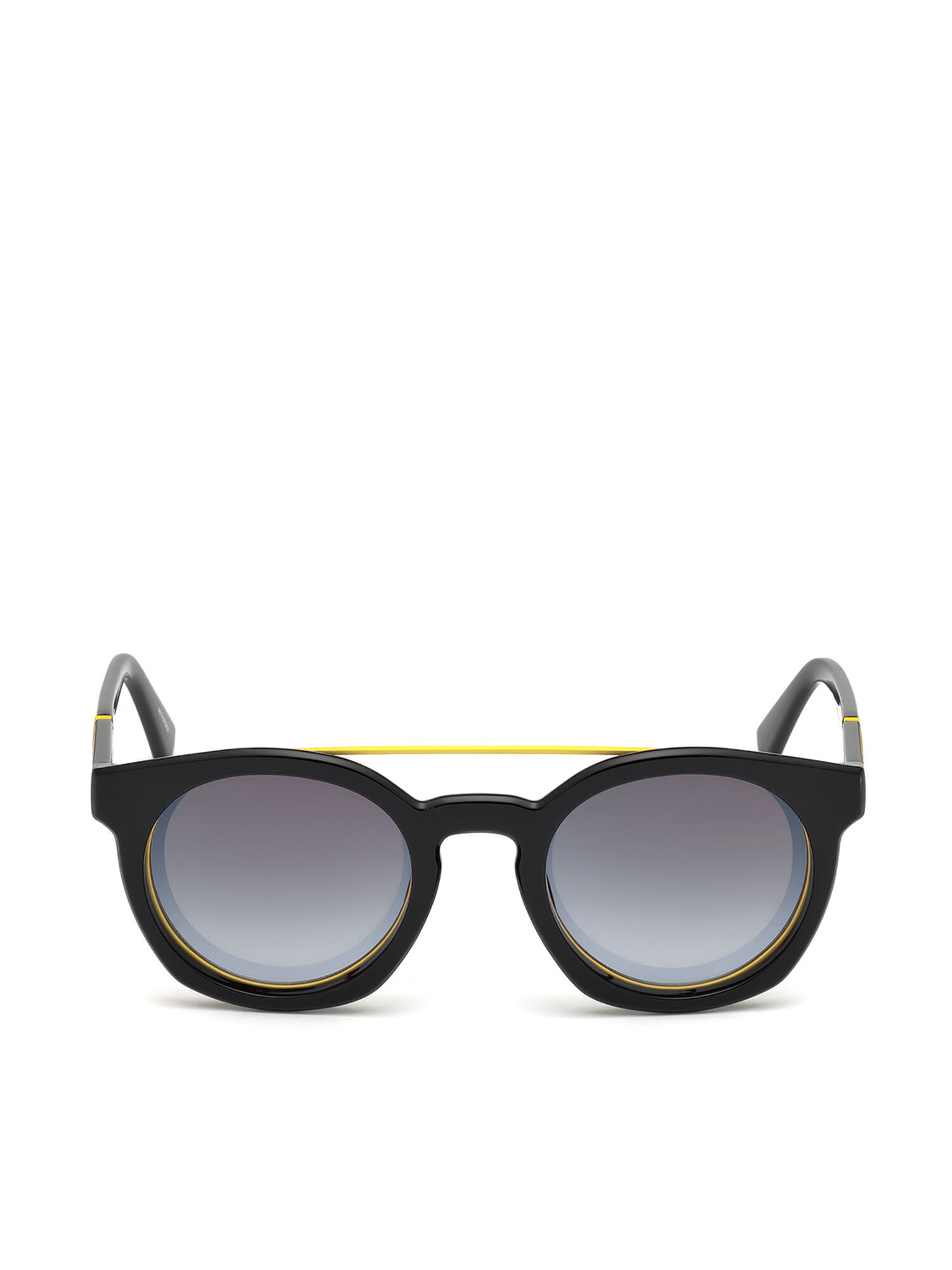 Diesel - DL0251, Occhiali tondi con clip-back lucente Unisex in Nero - 1
