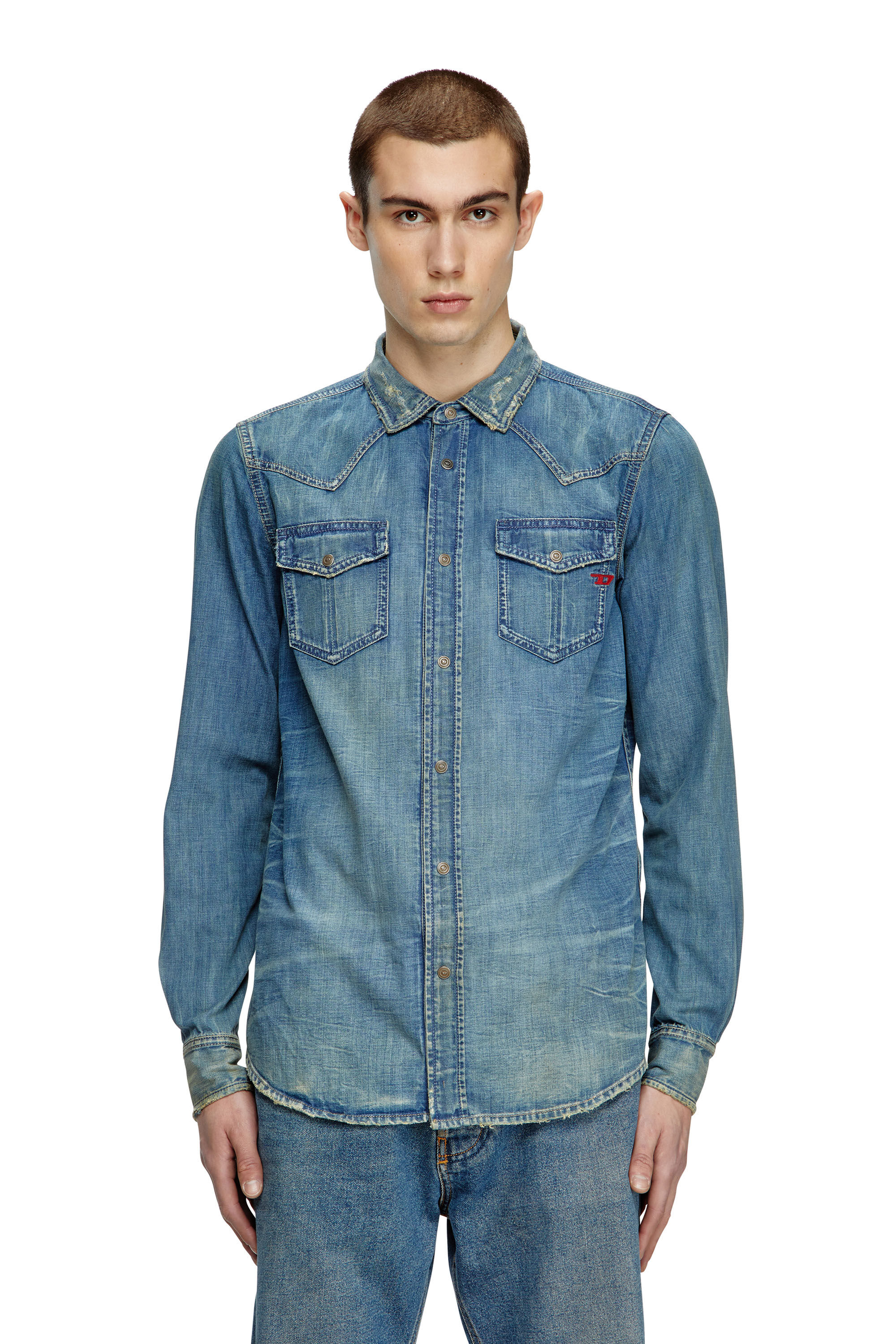 Diesel - D-VEGA, Overshirt in denim Uomo in Blu - 3