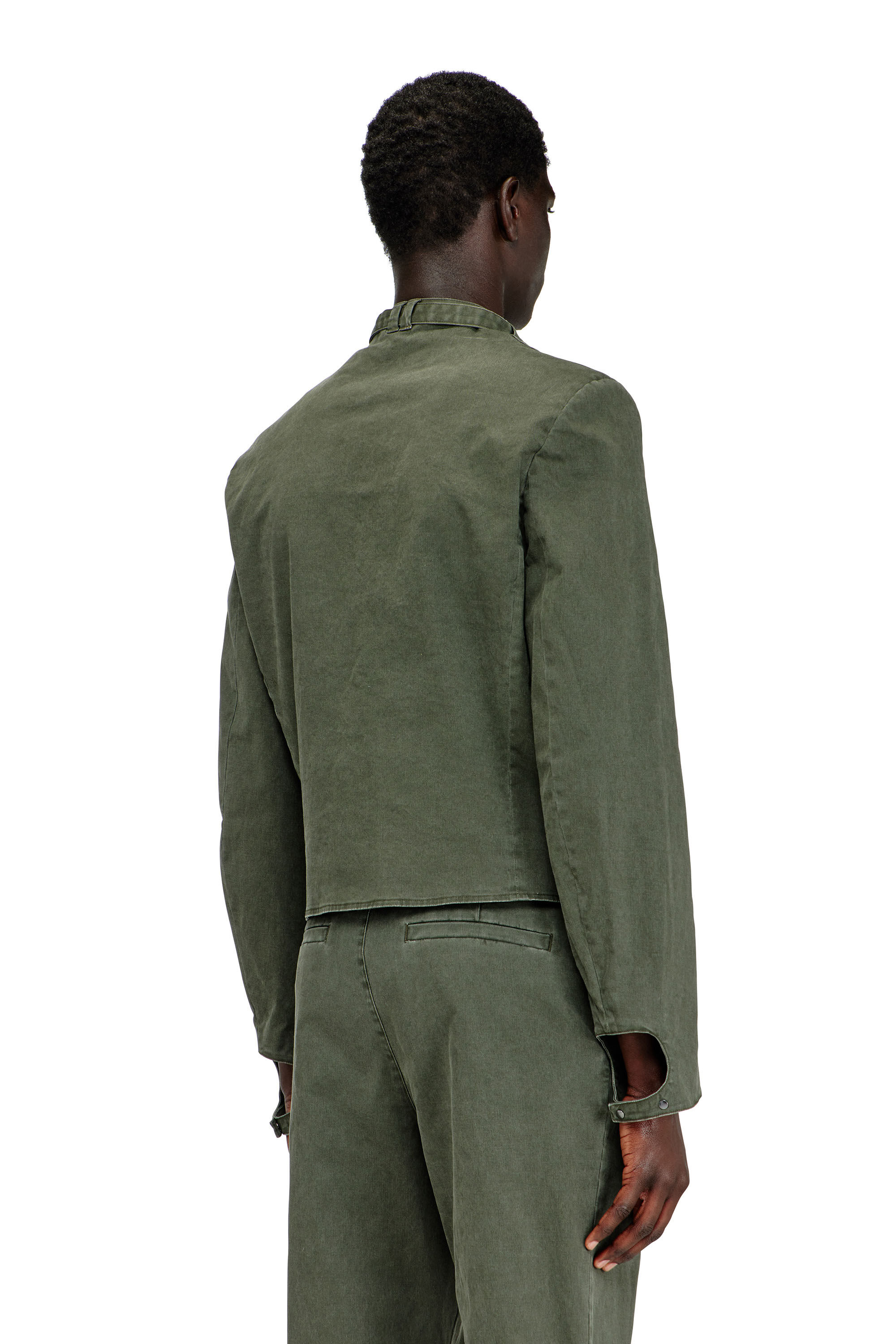 Diesel - J-NURIEL-CO, Giacca in twill di cotone coated con dettagli biker Uomo in Verde - 4