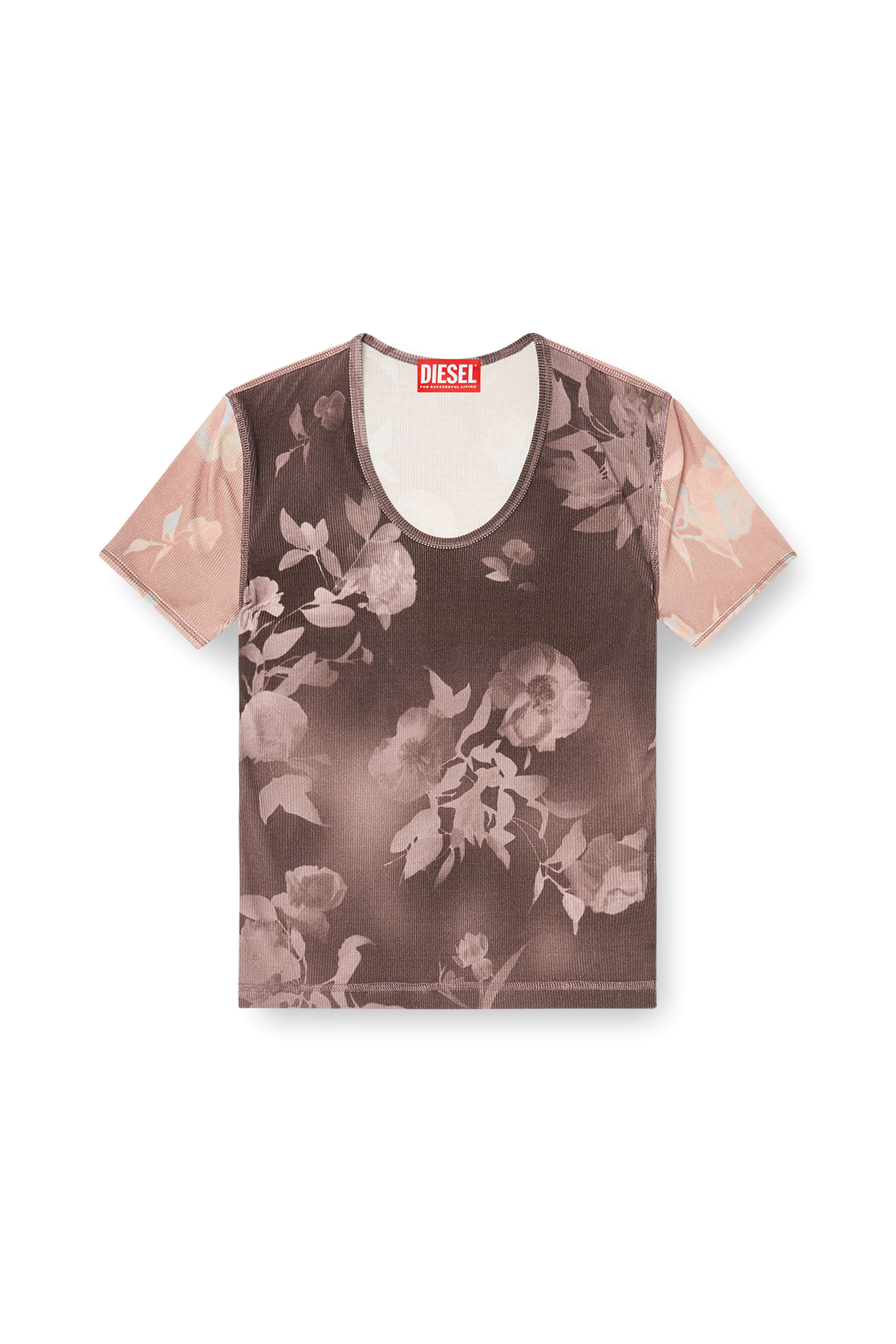 Diesel - T-ELENEWU, Top in jersey a costine con stampa floreale Donna in ToBeDefined - 2