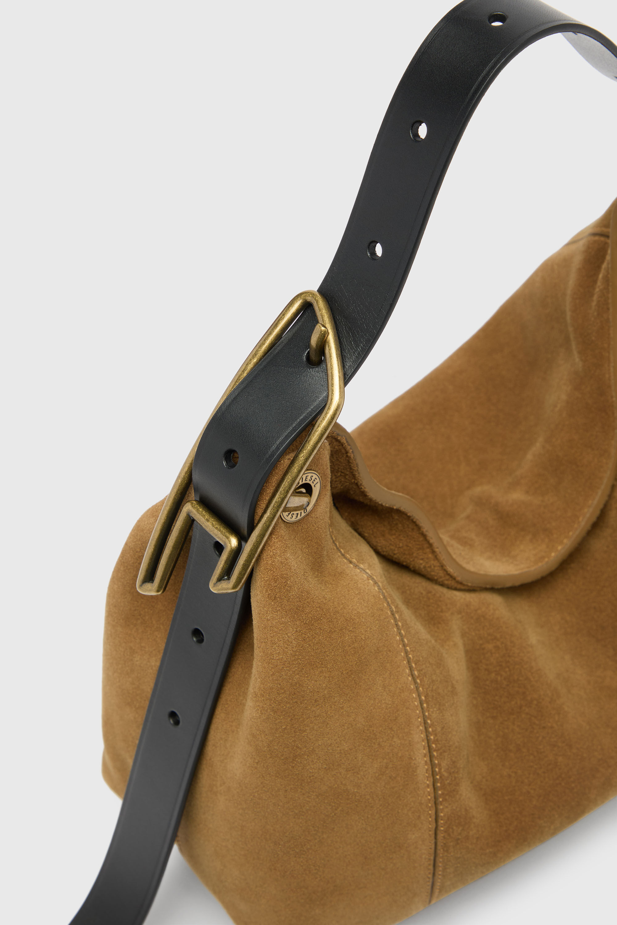 Diesel - D-LINE HOBO S, D-Line Borsa a spalla in suede cerato Donna in Marrone - 5