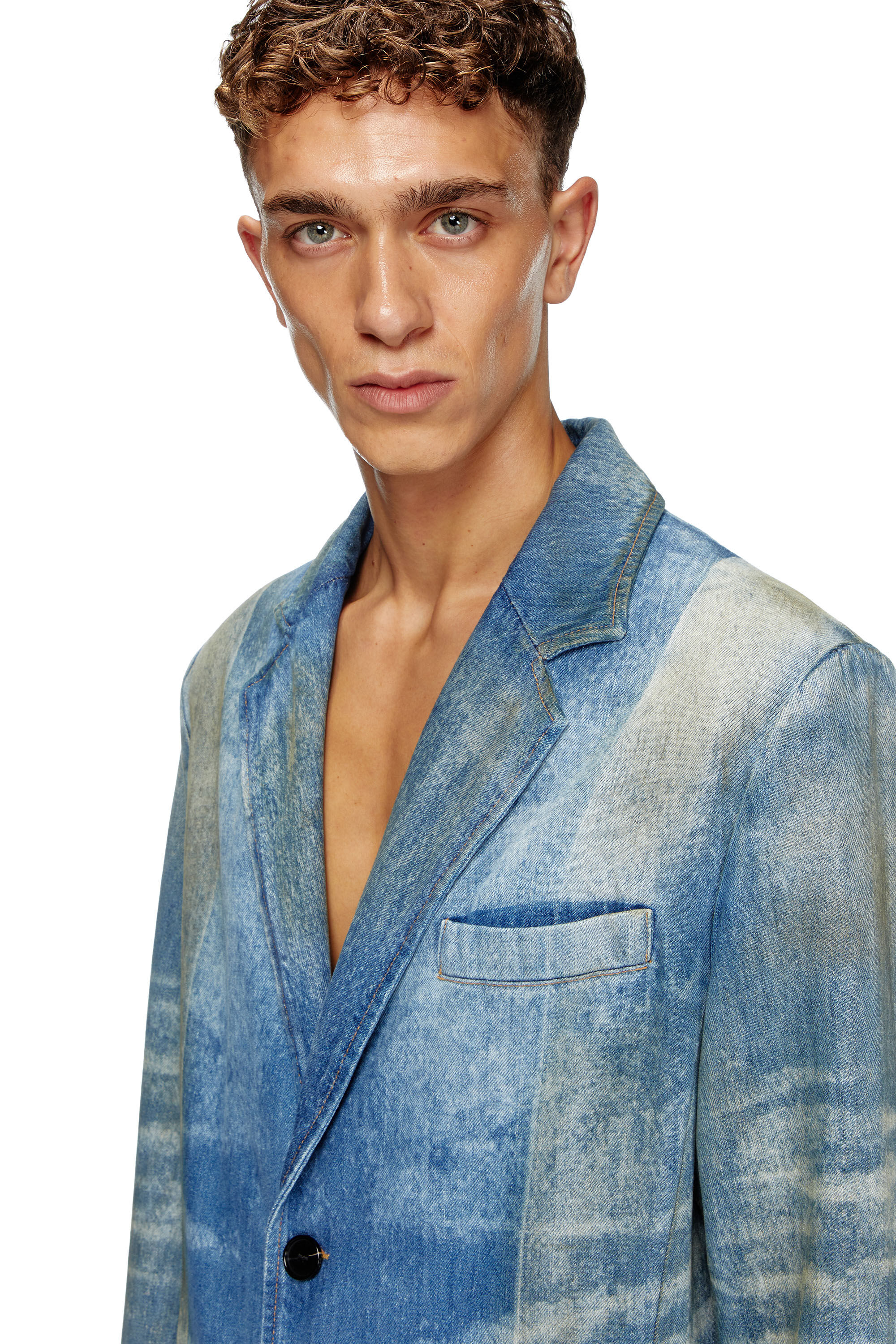 Diesel - D-BALZER-MID-FSF, Cappotto in denim con motivo solarizzato Uomo in Blu - 5