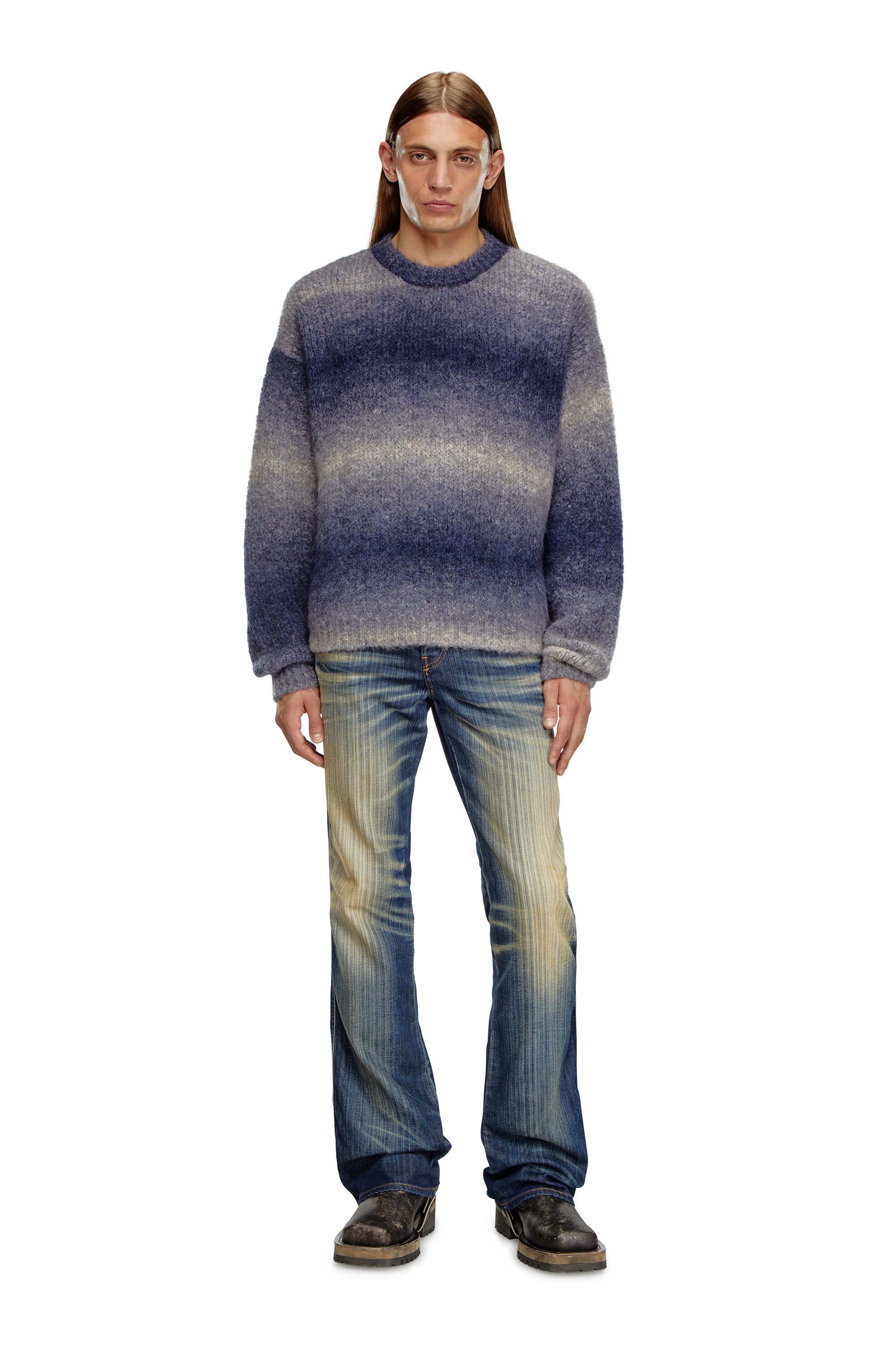 Maglia degrade in misto aplaca Uomo Blu Diesel