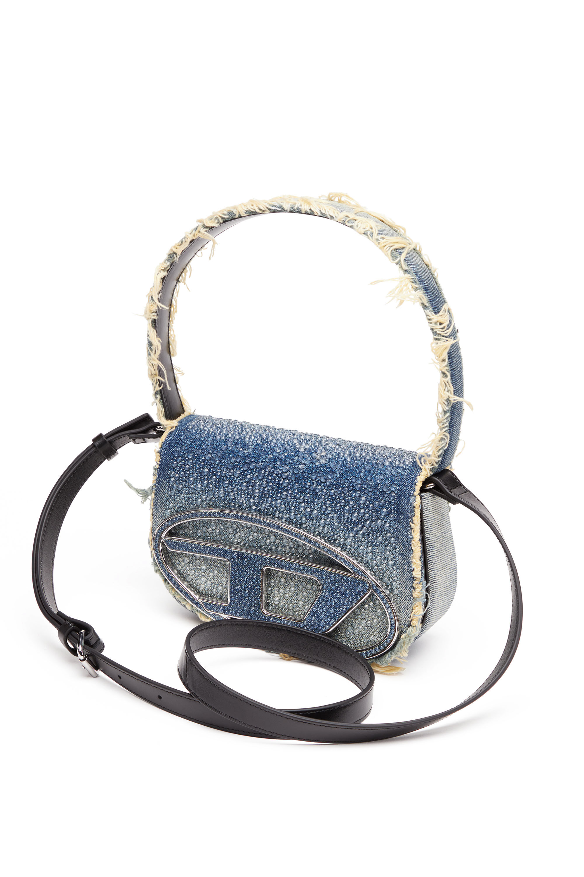 Diesel - 1DR, 1DR-Iconica borsa a spalla in denim e cristalli Donna in Blu - 2