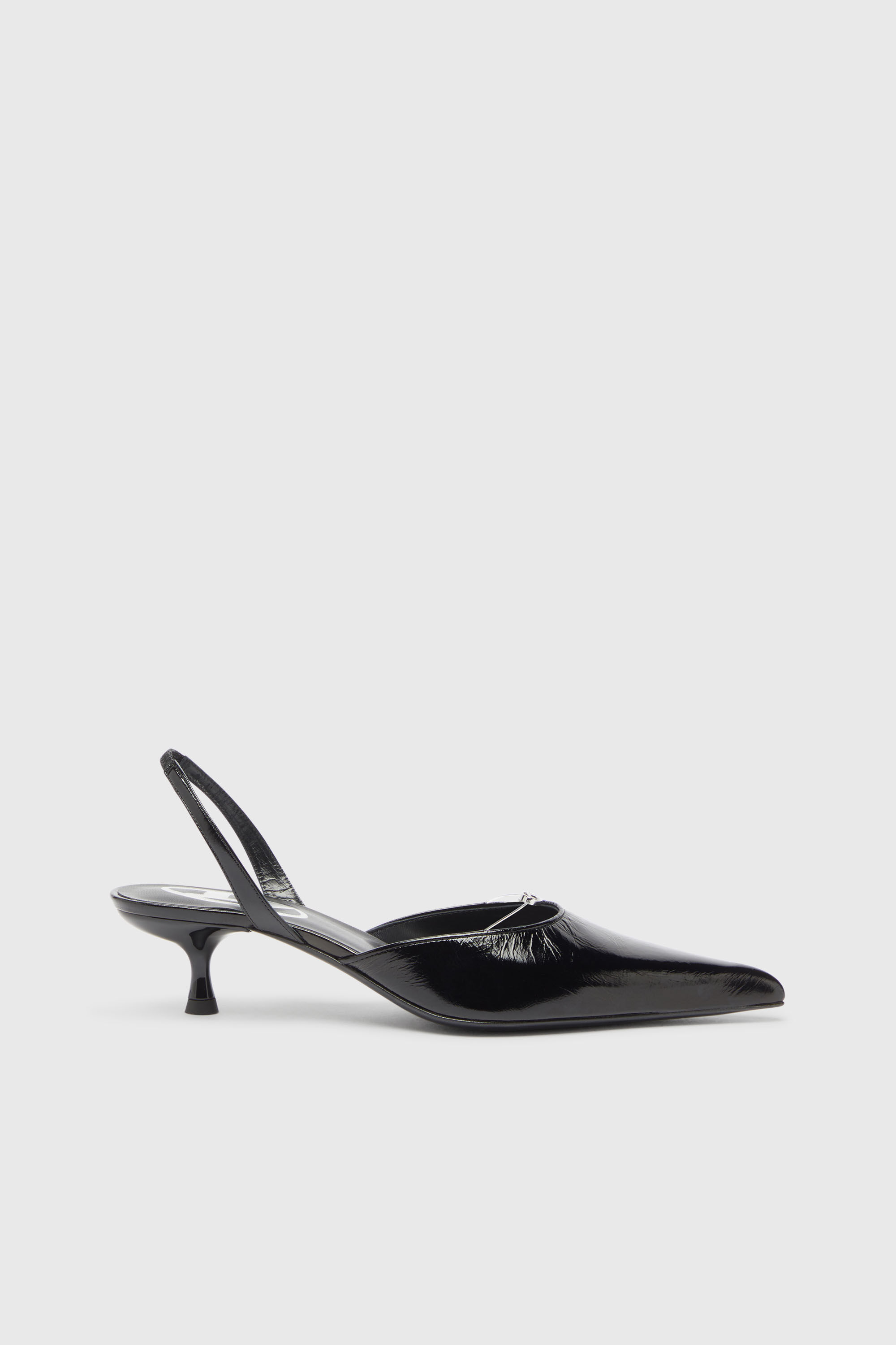 Diesel - D-JEWELS 40 D'OR, D-Jewels - Slingback in pelle con gioiello Oval D Donna in Nero - 1