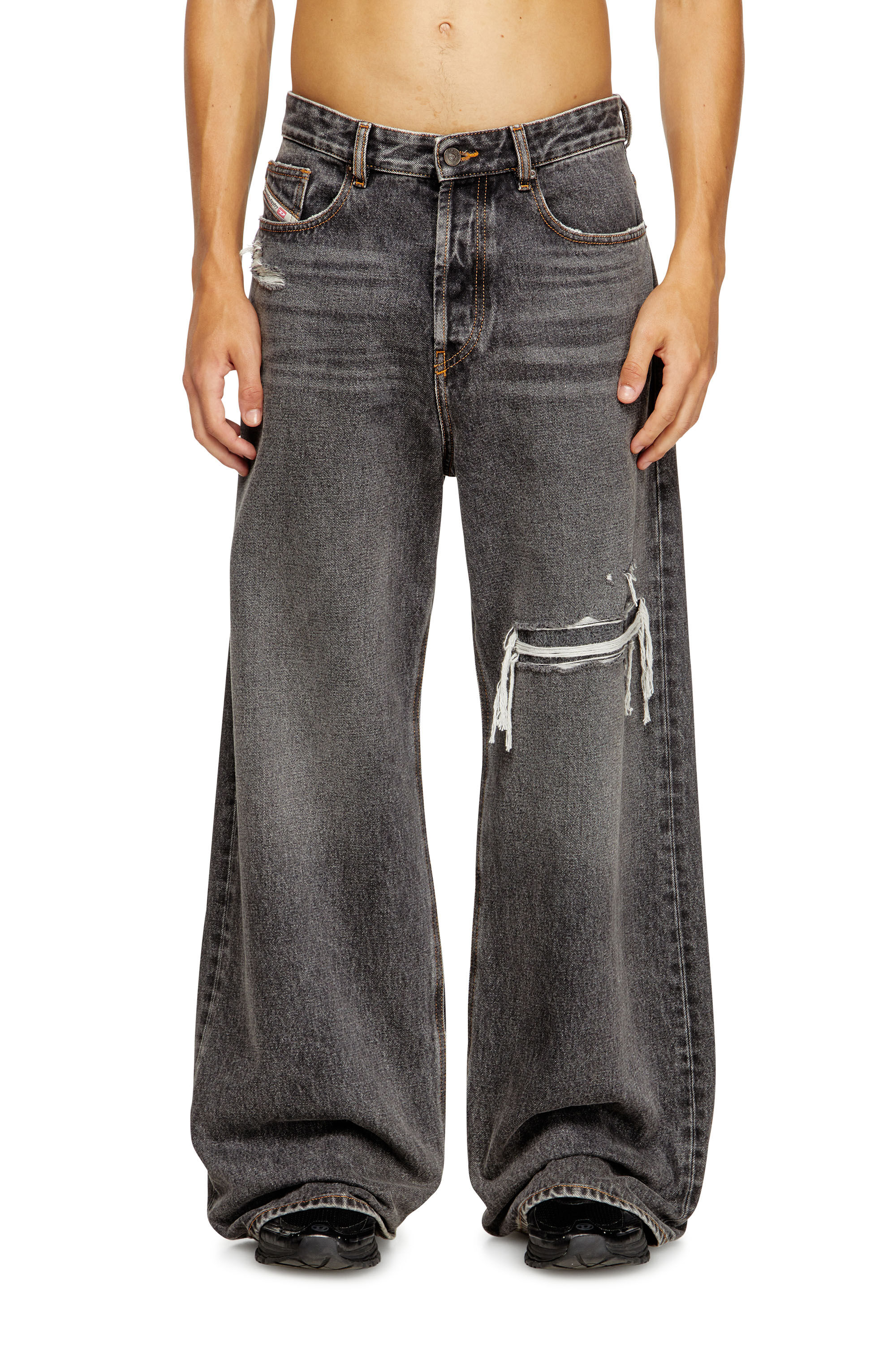 Diesel - Relaxed Jeans D-Rise 007F6 Uomo, Nero/Grigio scuro - Image 3