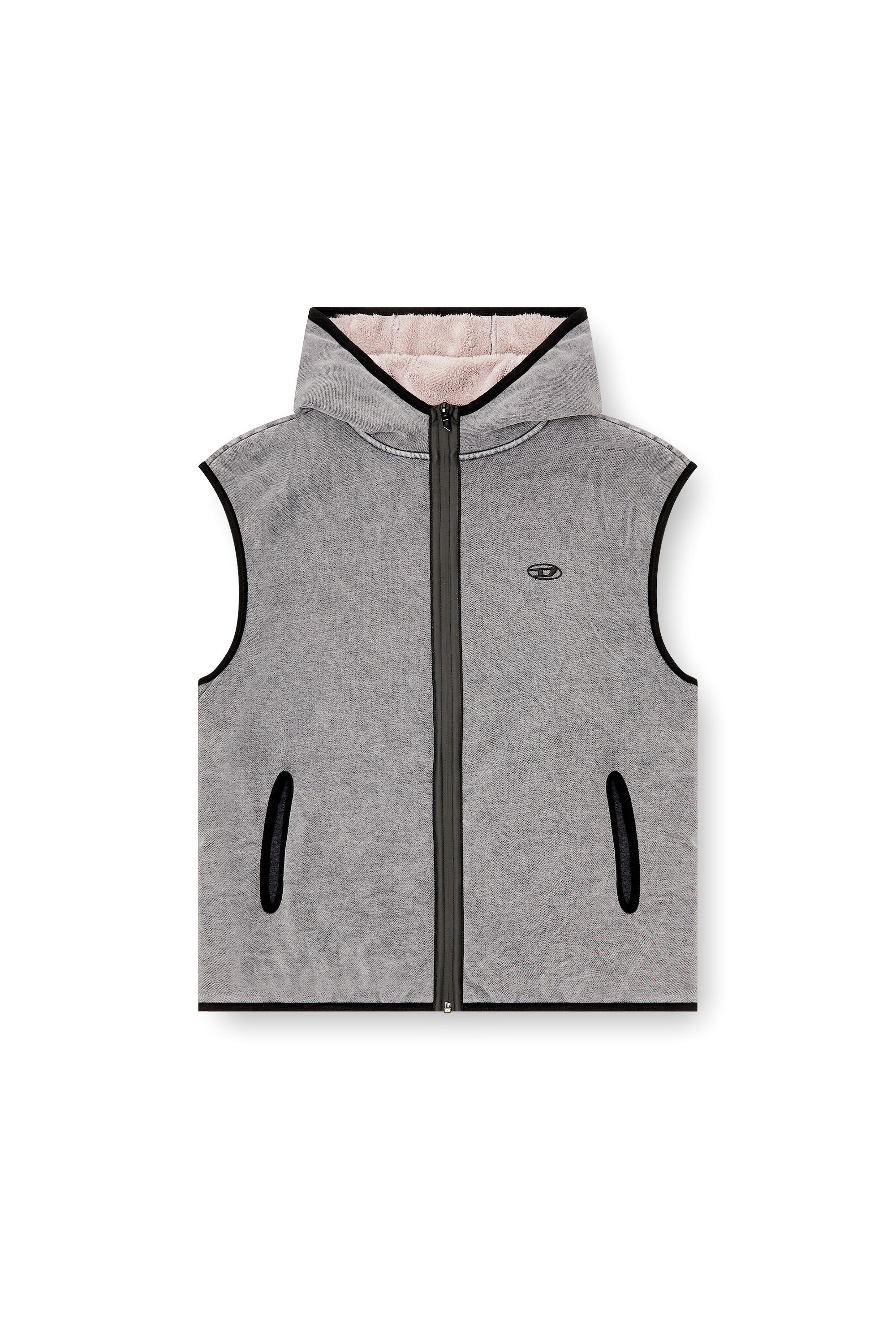 Diesel - S-HAKY-NEW, Hoodie senza maniche con zip Uomo in Grigio - 2