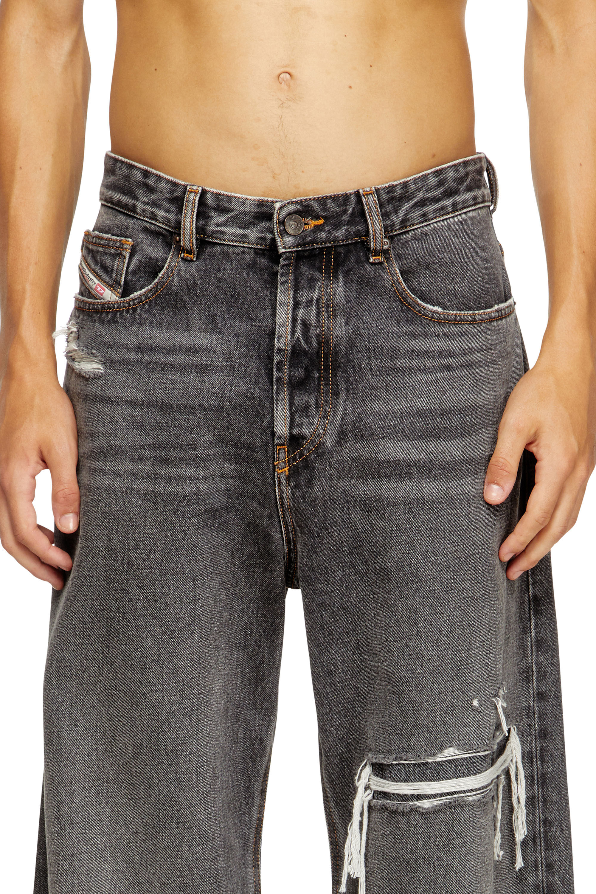 Diesel - Relaxed Jeans D-Rise 007F6 Uomo, Nero/Grigio scuro - Image 5
