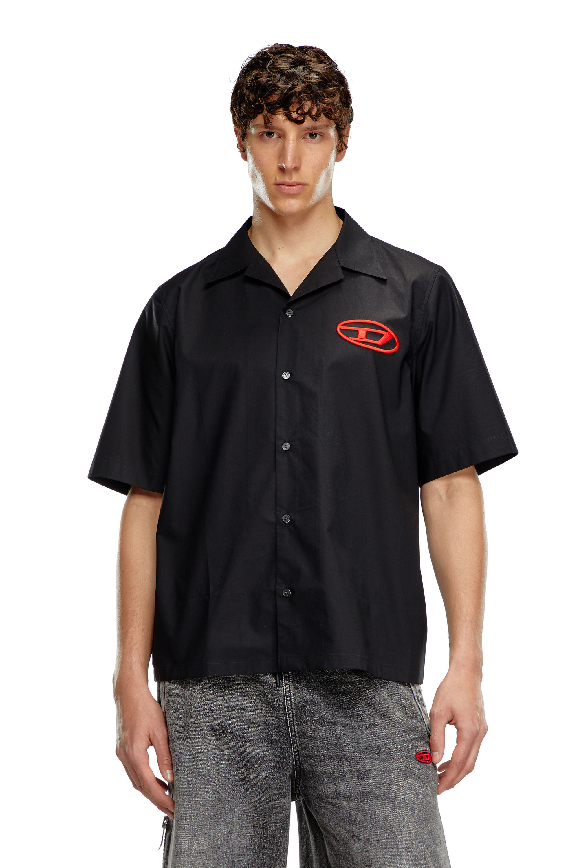 Diesel - S-MAC-C, Uomo Camicia bowling con logo ricamato in Nero - Image 3