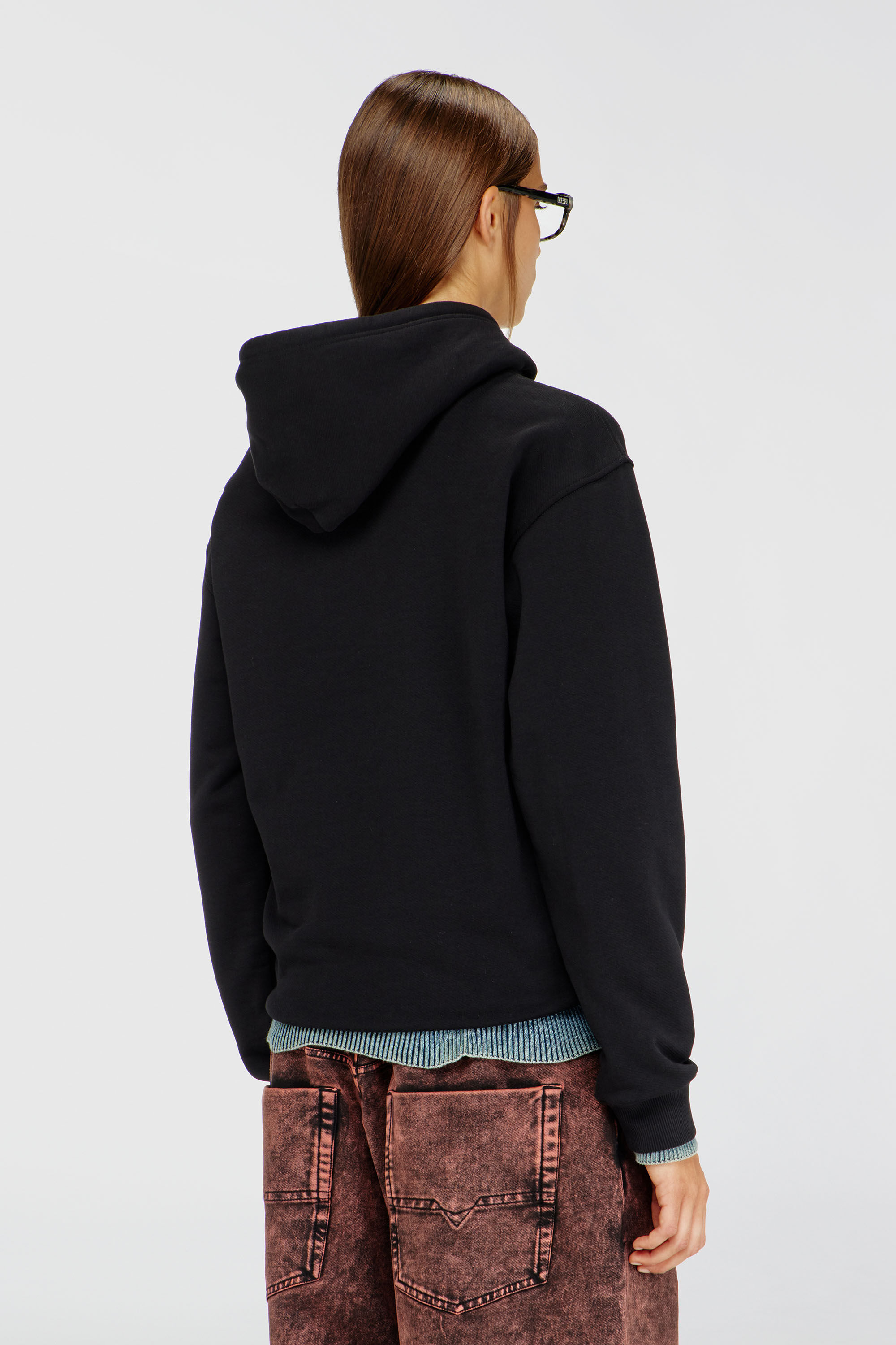 Diesel - F-NORMY-HOOD-OD, Felpa con cappuccio in cotone con logo Oval D Donna in Nero - 4