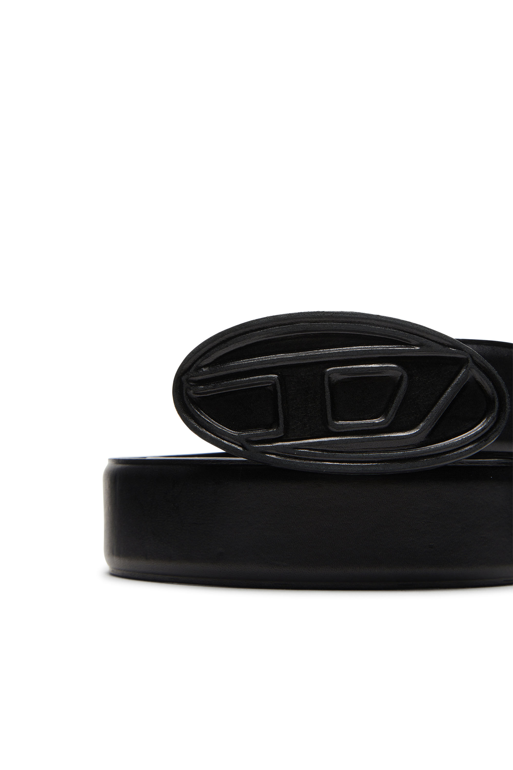 Cintura in pelle con logo Oval D | Nero | Diesel