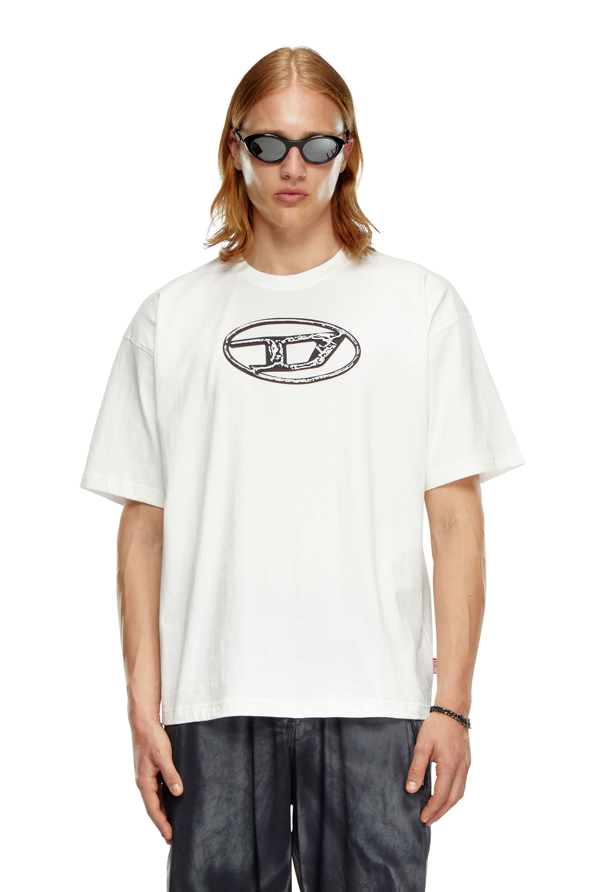Diesel - T-BOXT-Q22, Man Faded T-shirt with Oval D print in White - Image 3